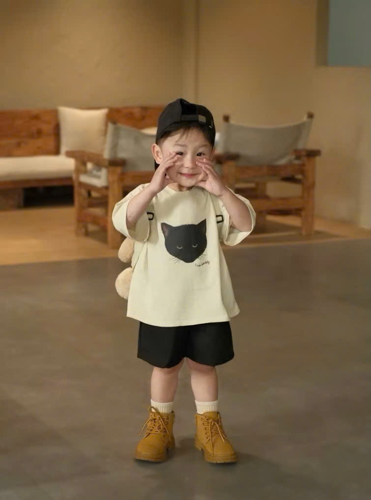 QB380 - SET 5 QUẦN ĐÙI BÉ TRAI COTTON đen nâu xám be