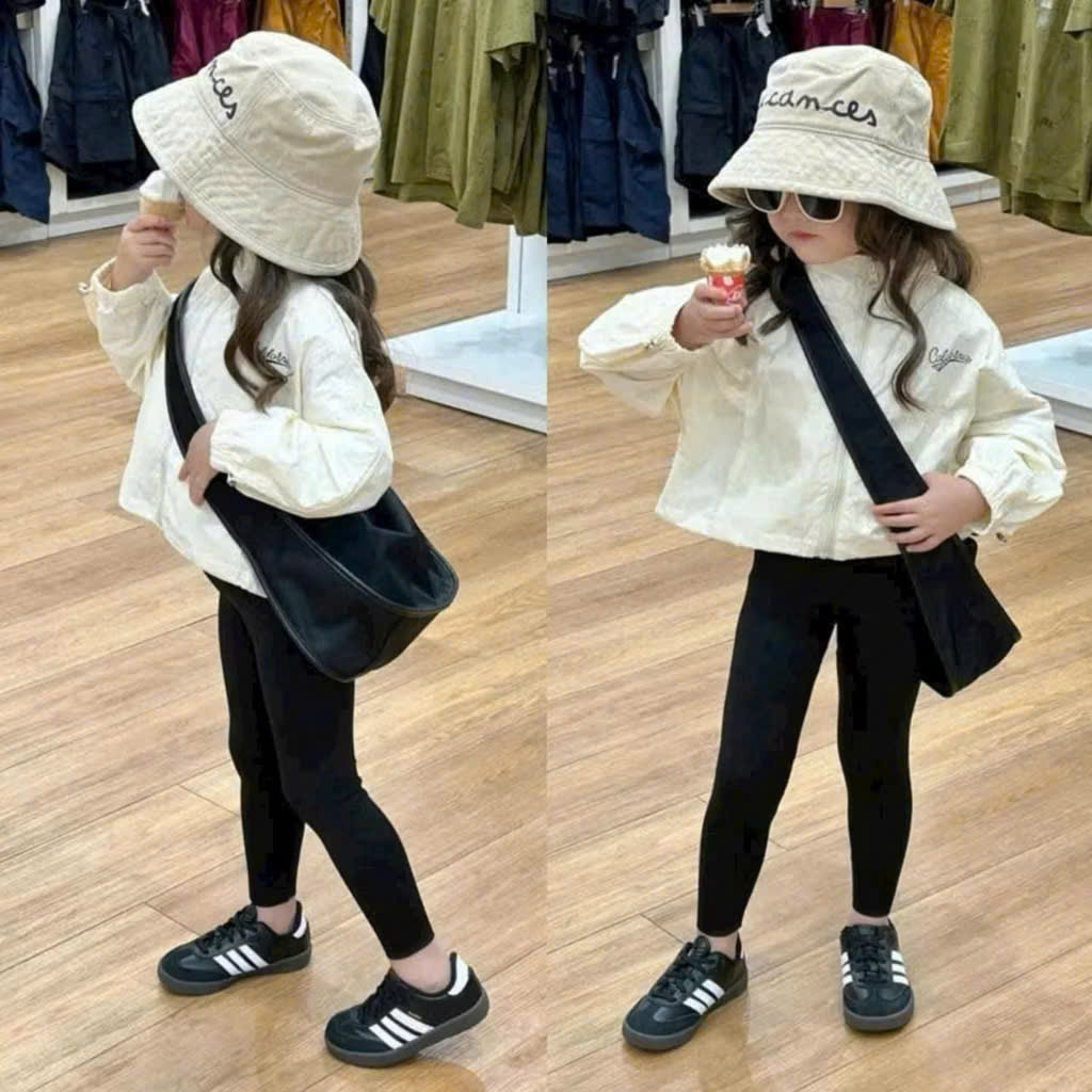 QB390 - SET 4 QUẦN BÉ GÁI ZIP LÔNG đen xám kẻ hồng