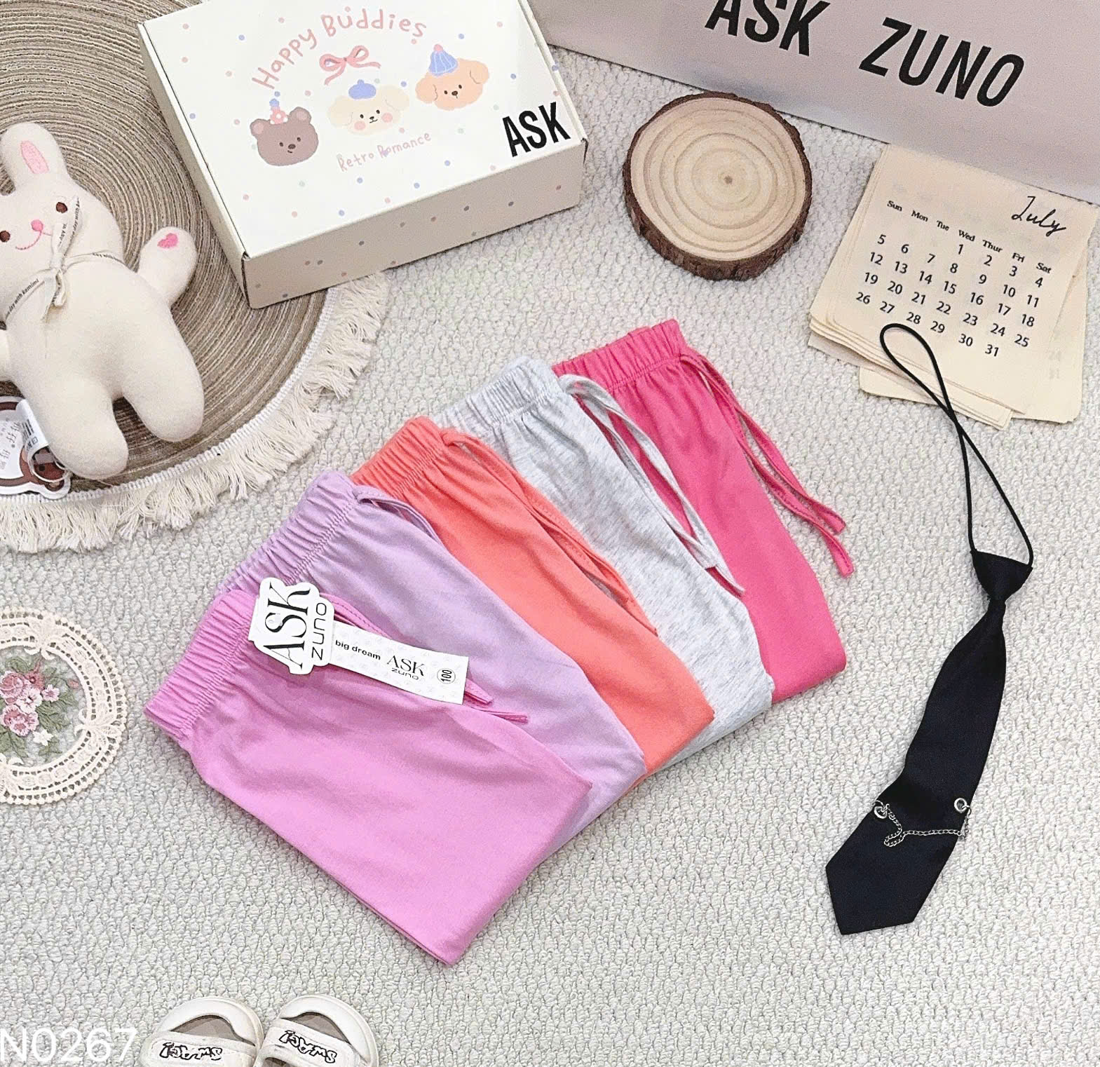 QB391 - SET 5 QUẦN BÉ GÁI JOGGER DÀI cam hồng ghi