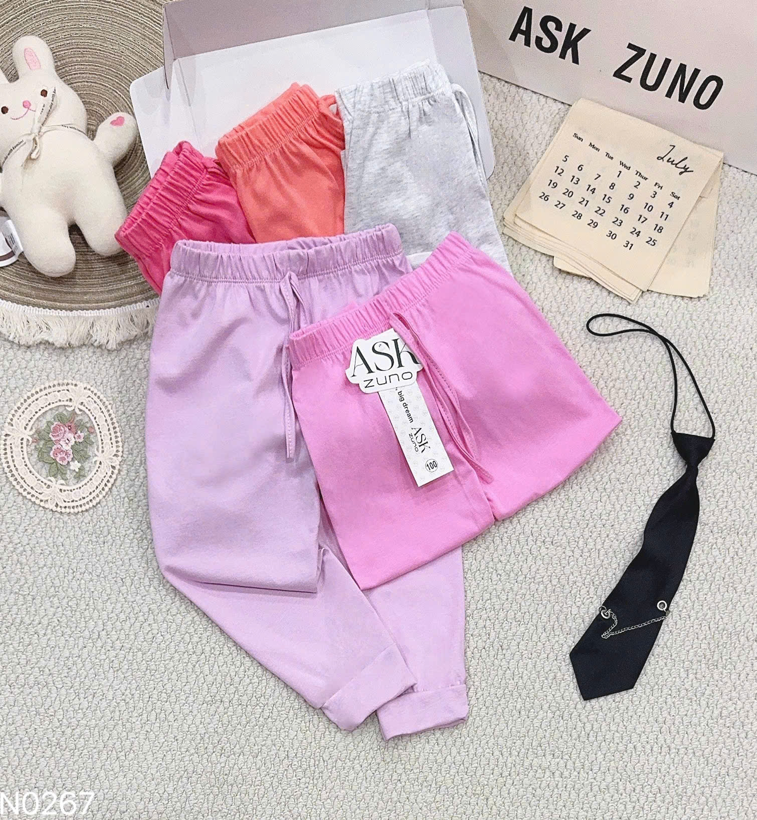 QB391 - SET 5 QUẦN BÉ GÁI JOGGER DÀI cam hồng ghi