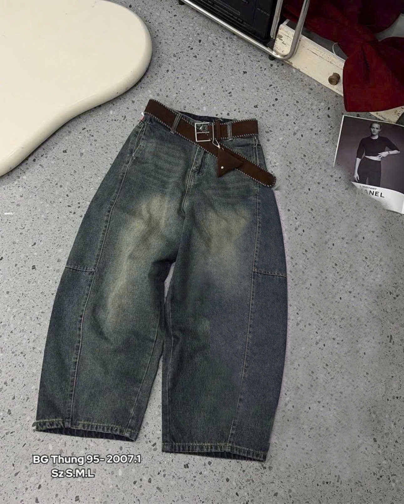 QNU678 - QUẦN JEANS BAGGY SUÔNG XANH LI GỐI M2601