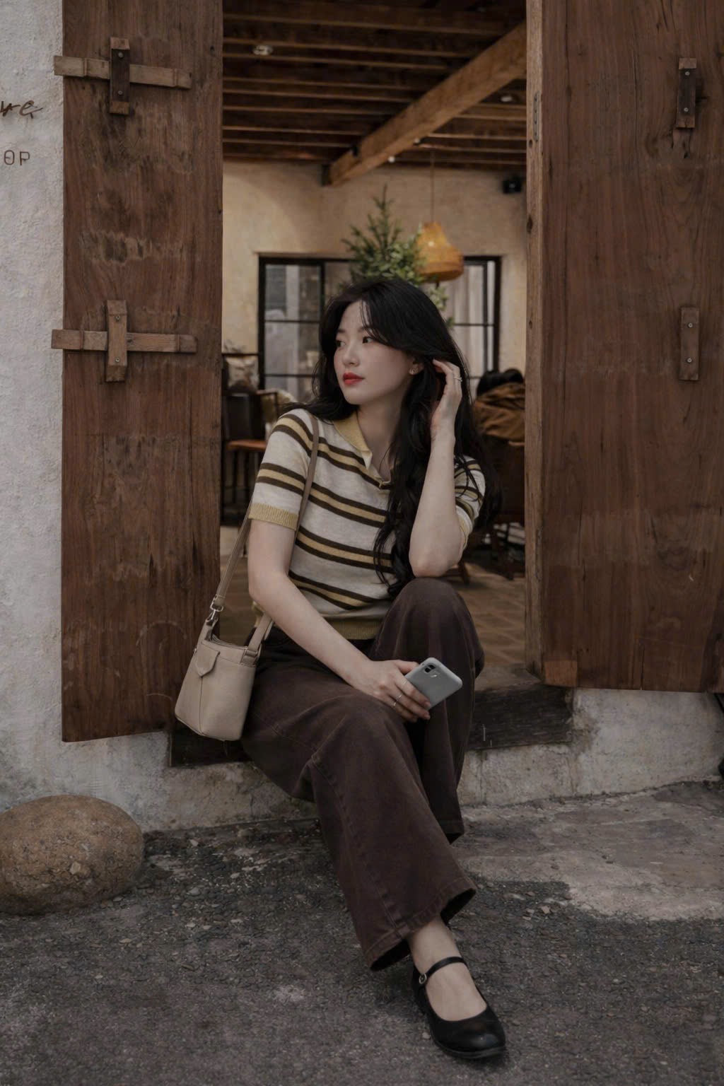 QNU679 - QUẦN JEANS SUÔNG NÂU TÂY ĐẬM WgWe