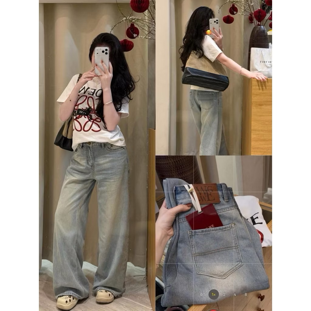 QNU681 - QUẦN JEANS SUÔNG XANH BẠC MÀI GỐI WgWe