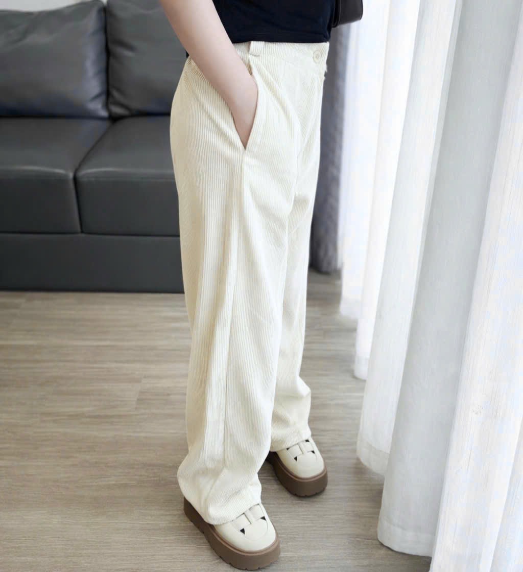 QNU683 - QUẦN NHUNG TĂM BE SUÔNG GÂN SỌC CHUN SAU