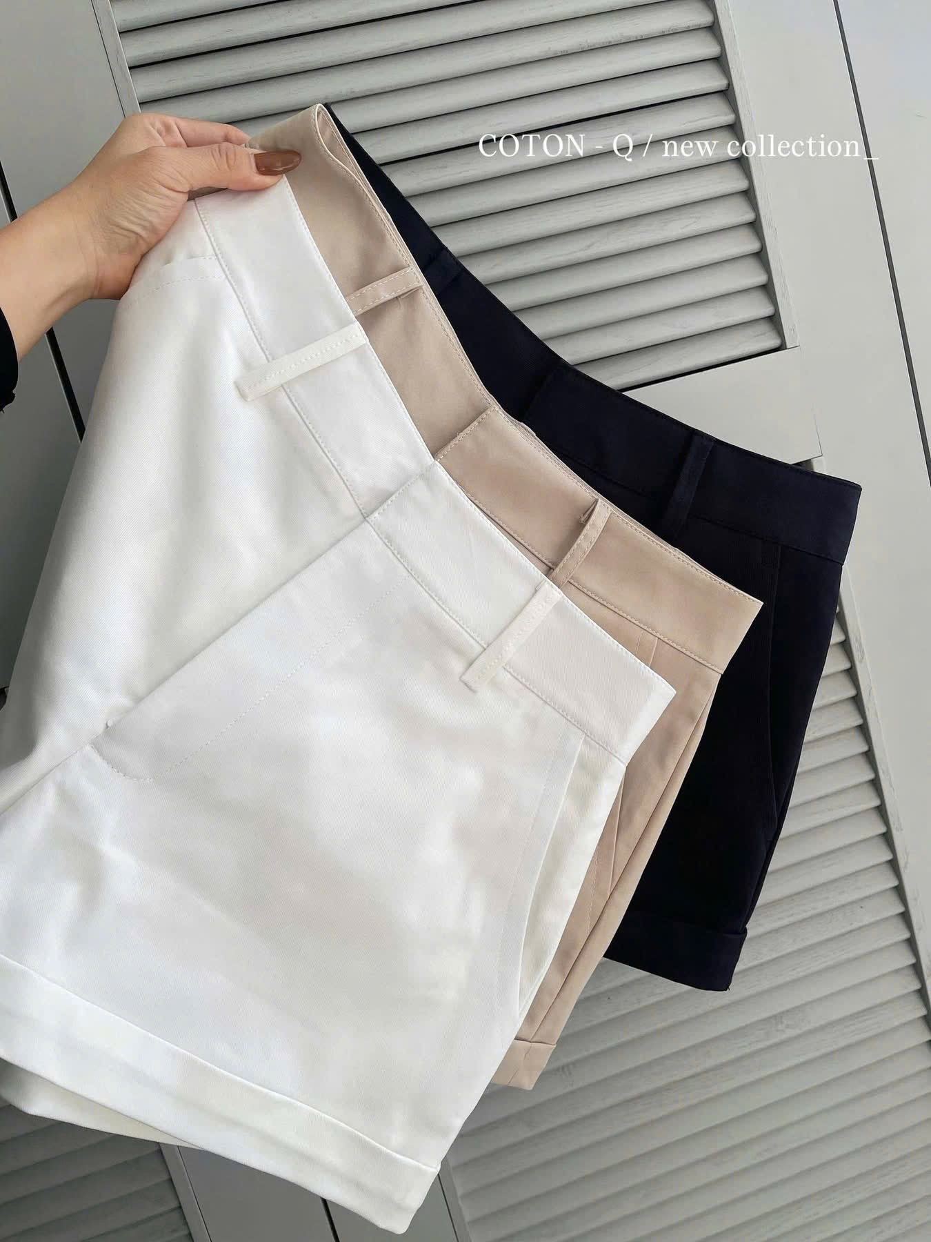 QNU685 - SET 3 QUẦN ĐÙI NỮ KAKI HAIDA CẠP KHOÁ đen nâu trắng M079
