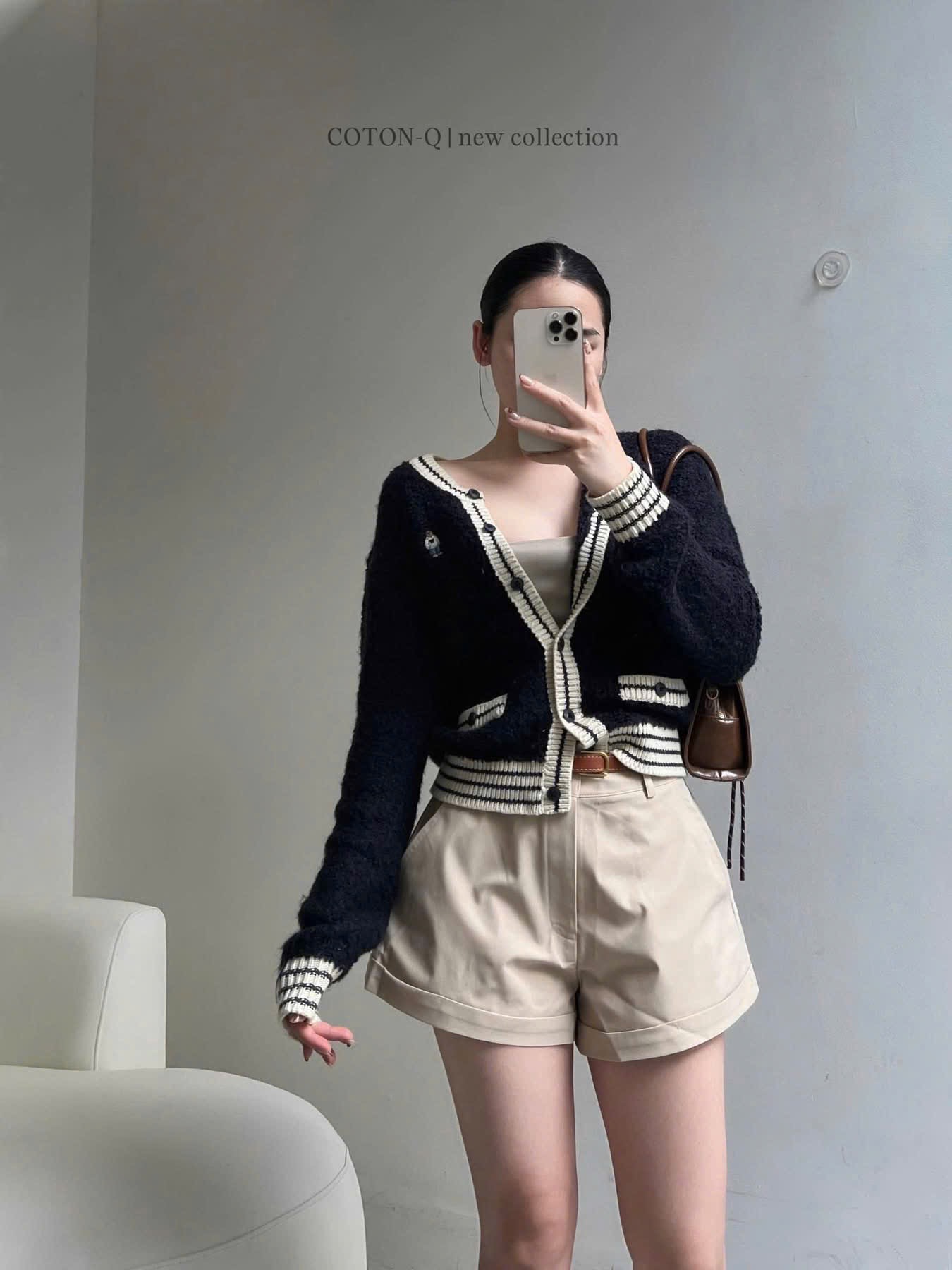 QNU685 - SET 3 QUẦN ĐÙI NỮ KAKI HAIDA CẠP KHOÁ đen nâu trắng M079