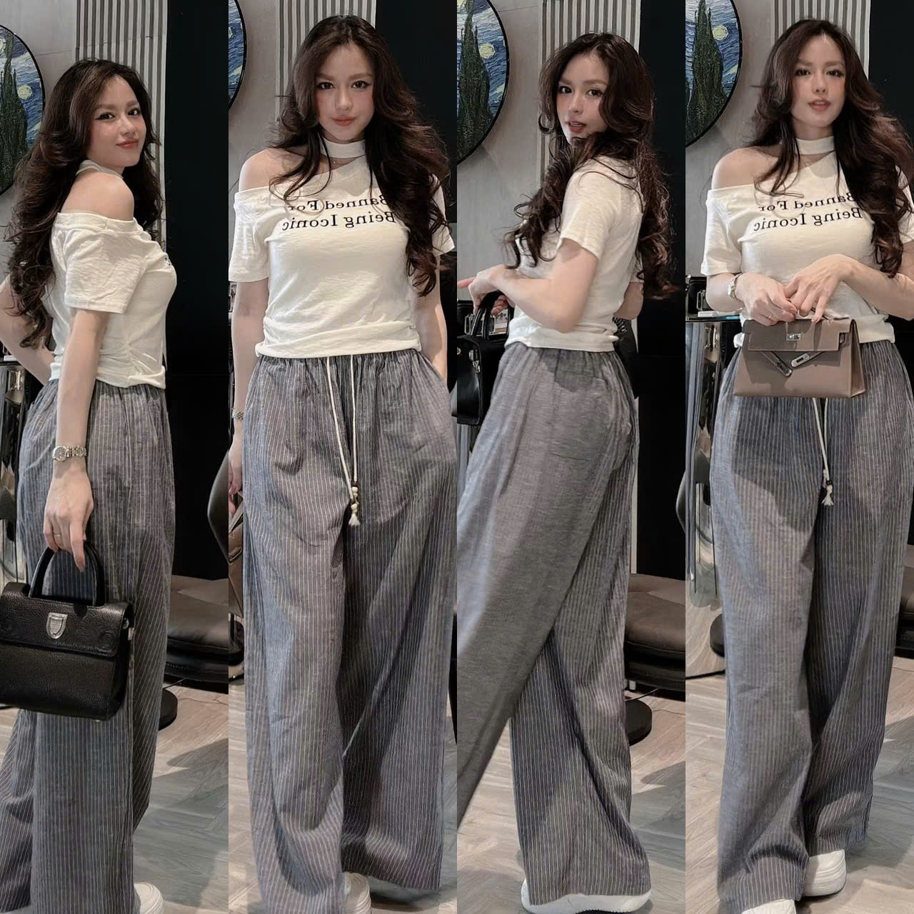 QNU707 - QUẦN ĐŨI SUÔNG CẠP CHUN SỌC XÁM
