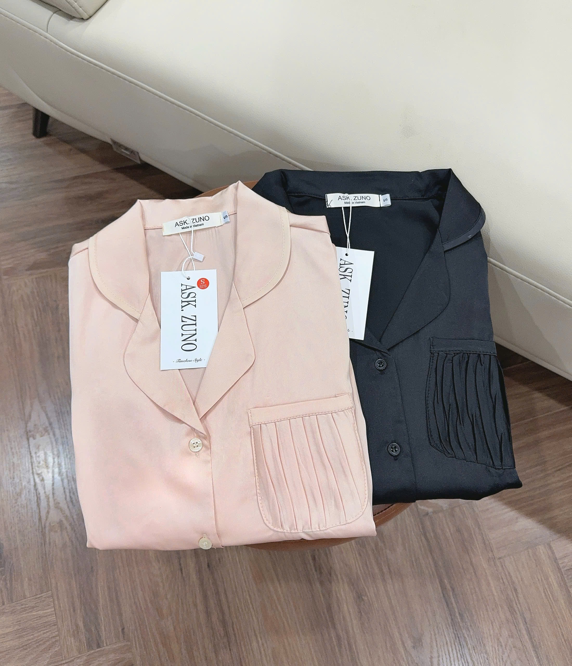 S292 - BỘ PYJAMA NỮ ÁO CỘC TÚI VÂN QUẦN DÀI