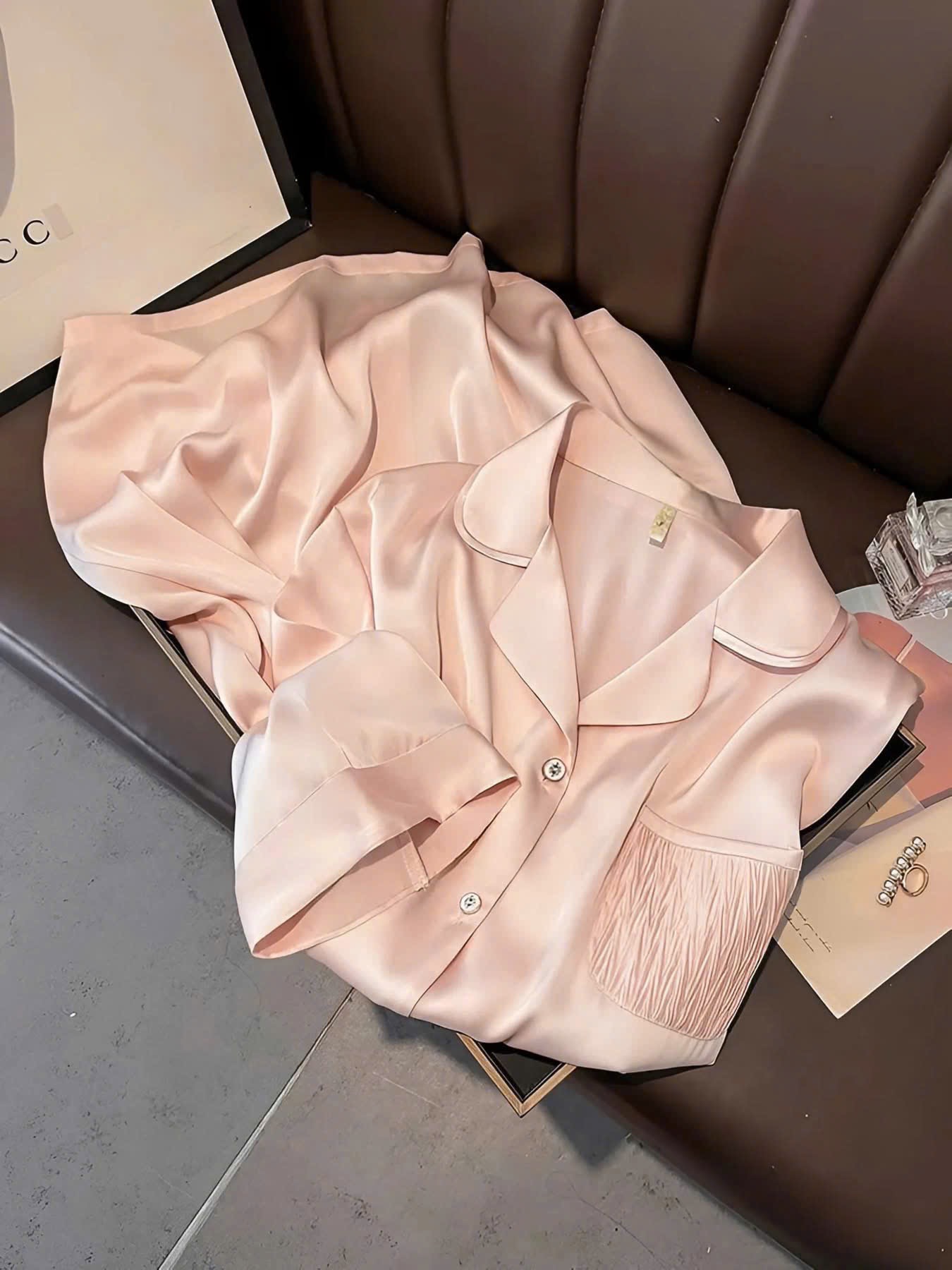 S292 - BỘ PYJAMA NỮ ÁO CỘC TÚI VÂN QUẦN DÀI