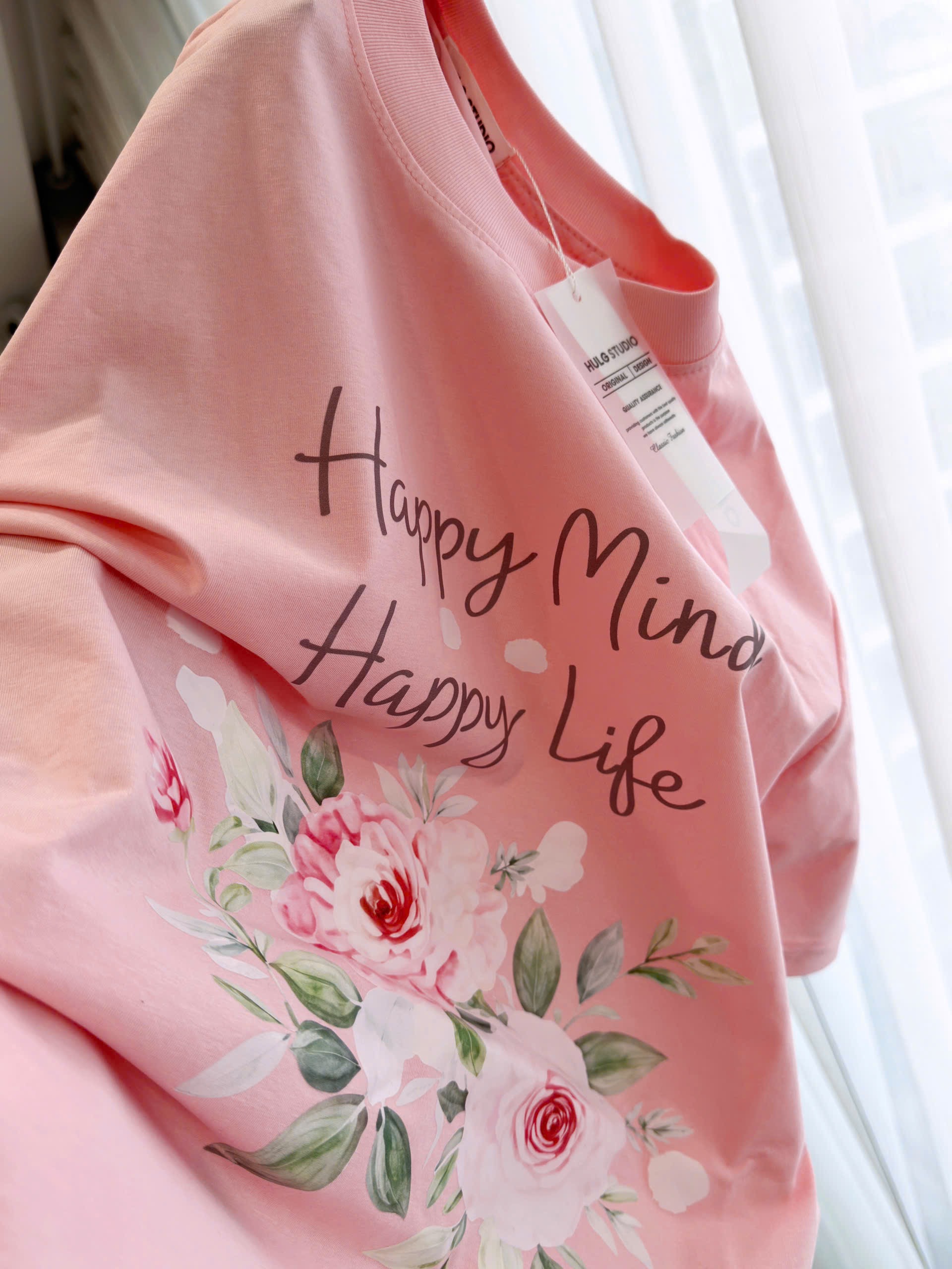 S299 - BỘ ĐÙI NỮ ÁO HỒNG HOA HAPPY LIFE QUẦN BE