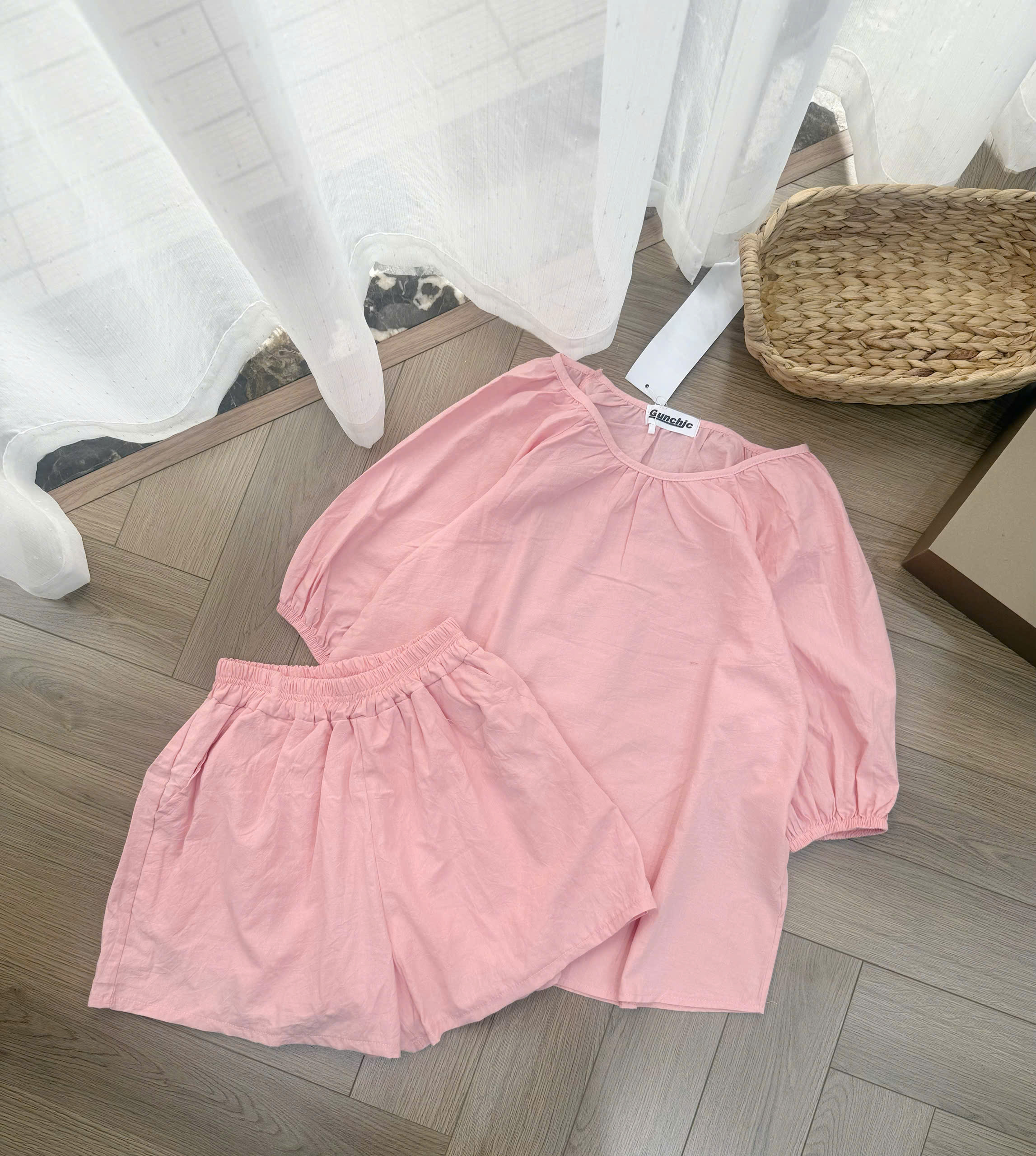 S326 - SET NỮ BABYDOLL HỒNG TAY LỠ QUẦN ĐÙI
