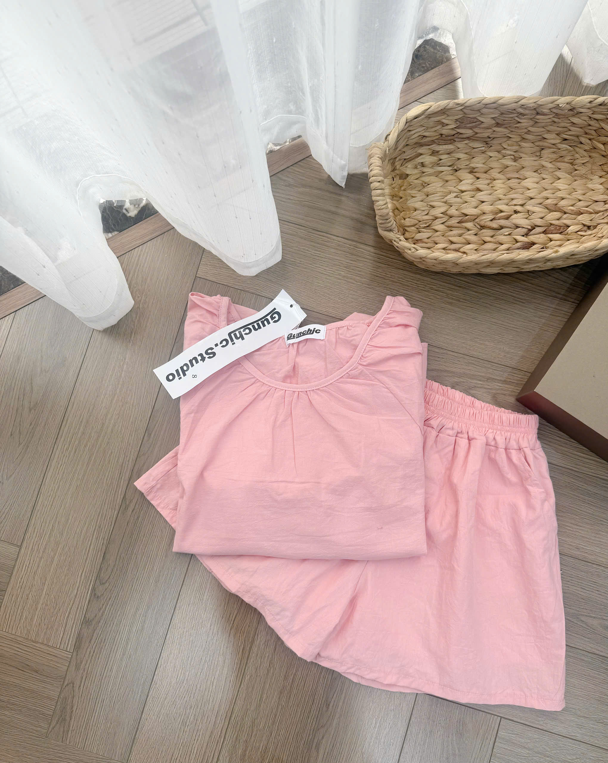 S326 - SET NỮ BABYDOLL HỒNG TAY LỠ QUẦN ĐÙI