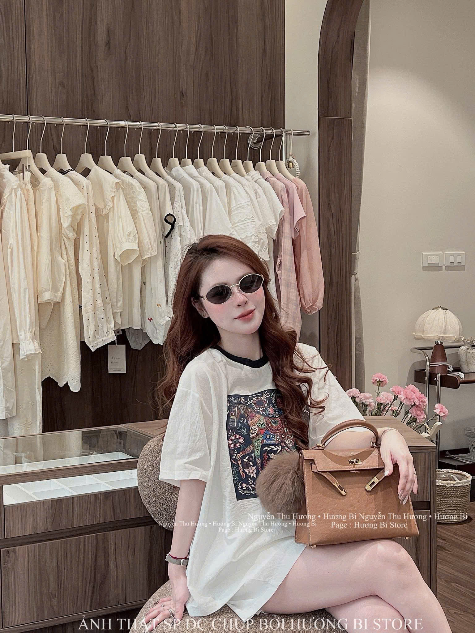 S327 - BỘ ĐŨI NỮ TRẮNG IN HỌA TIẾT CỔ PHỐI ĐEN