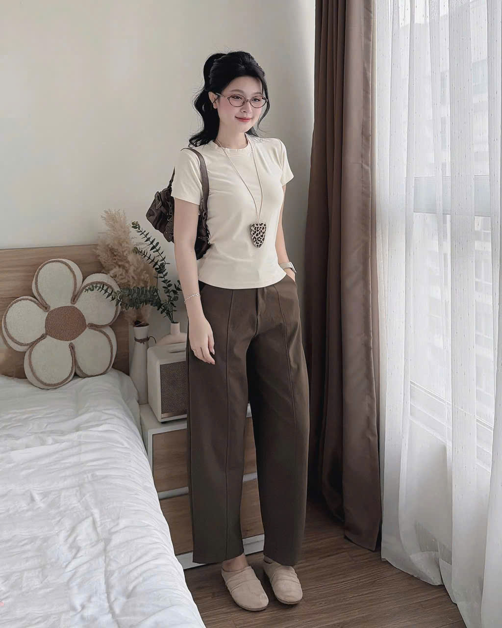 S356 - SET NỮ ÁO CỘC TRƠN MIX QUẦN KAKI CHUN SAU