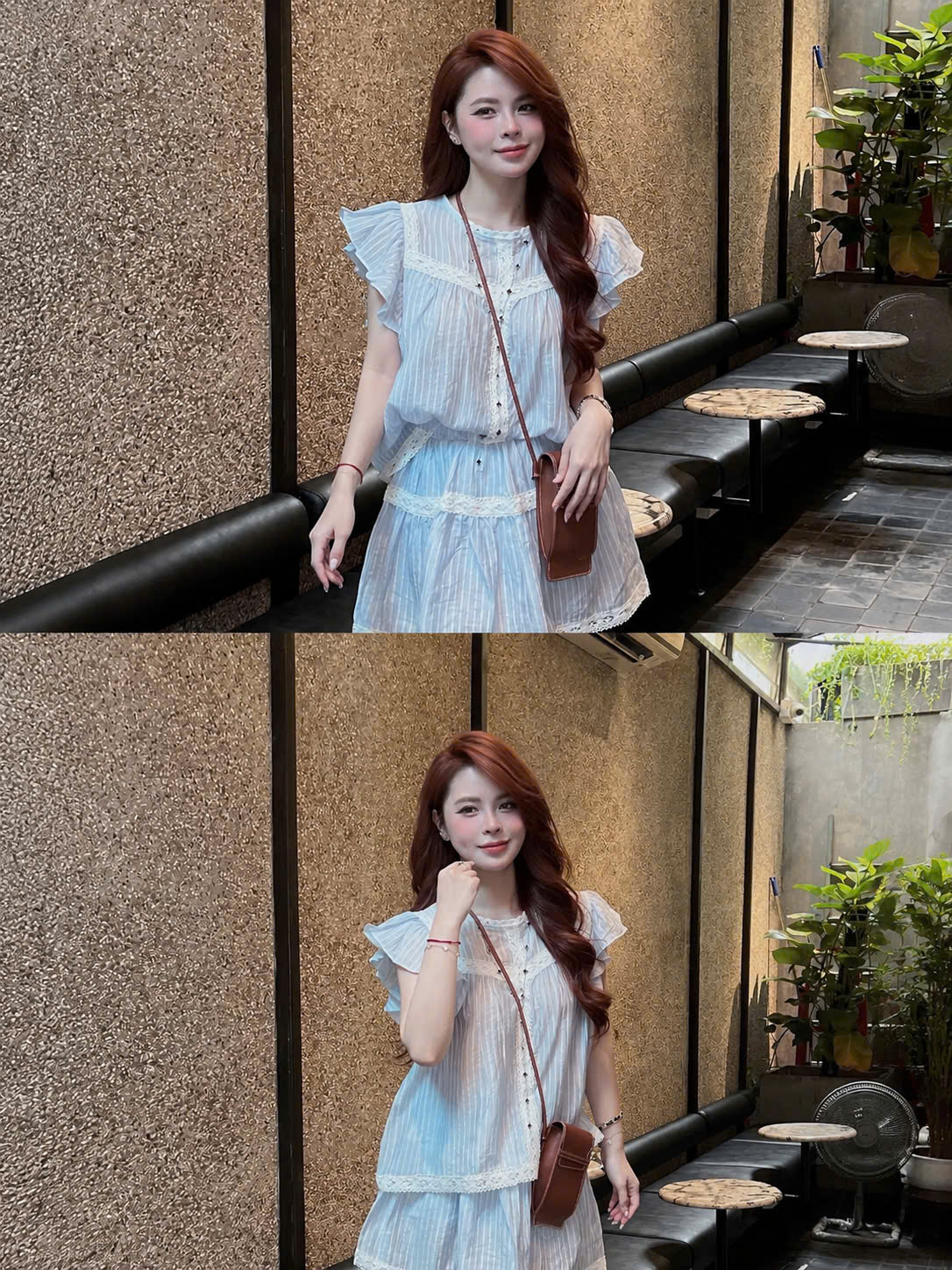 S394 - SET NỮ XANH SỌC PHỐI REN TRẮNG MIX CVAY