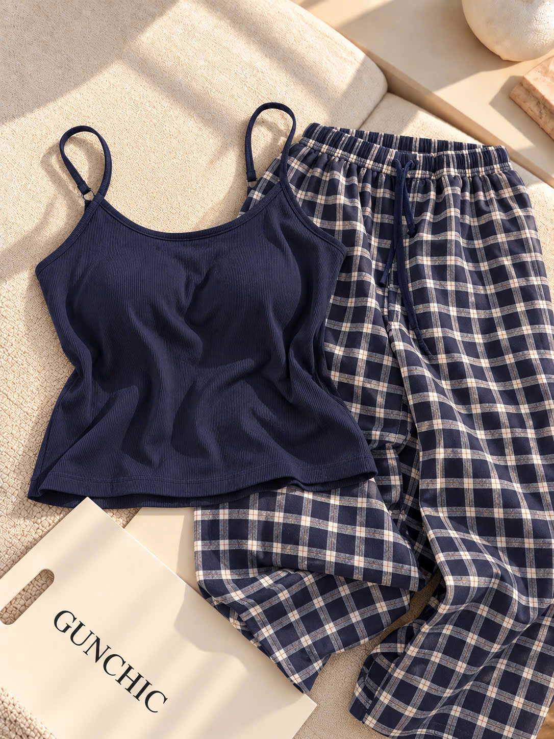 S419 - SET NỮ 3CT CARDIGAN THAN ÁO 2S MIX QUẦN CARO XANH