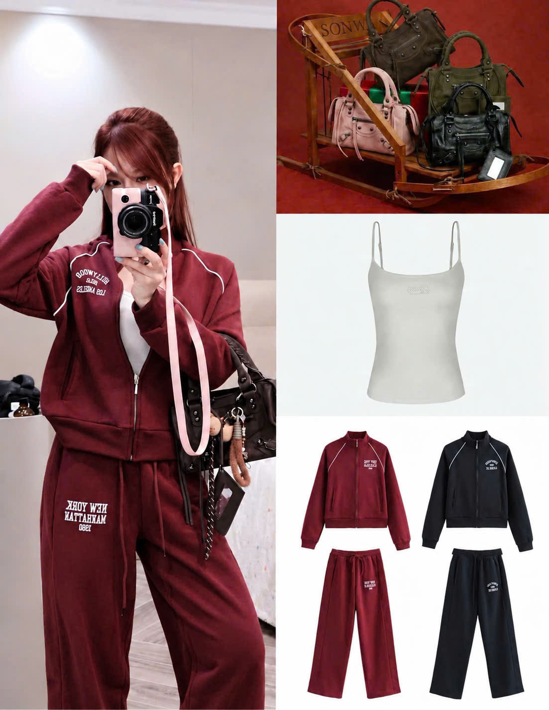S432 - SET NỮ HAIDA KHÓA ĐỎ HOLLYWOOD VIỀN TRẮNG
