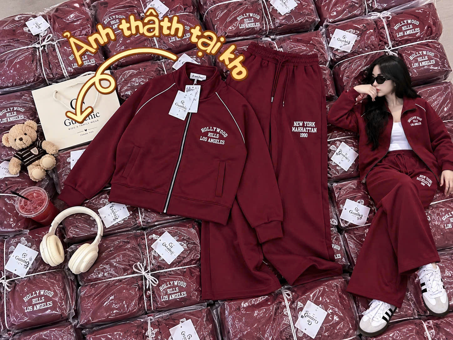 S432 - SET NỮ HAIDA KHÓA ĐỎ HOLLYWOOD VIỀN TRẮNG