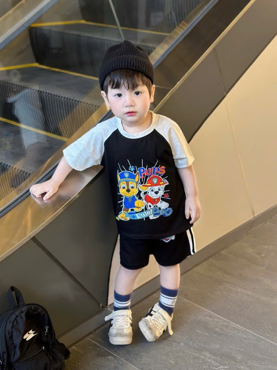 T161 - SET 2 BỘ ĐÙI BÉ TRAI CHÓ CỨU HỘ PUPS đen ghi