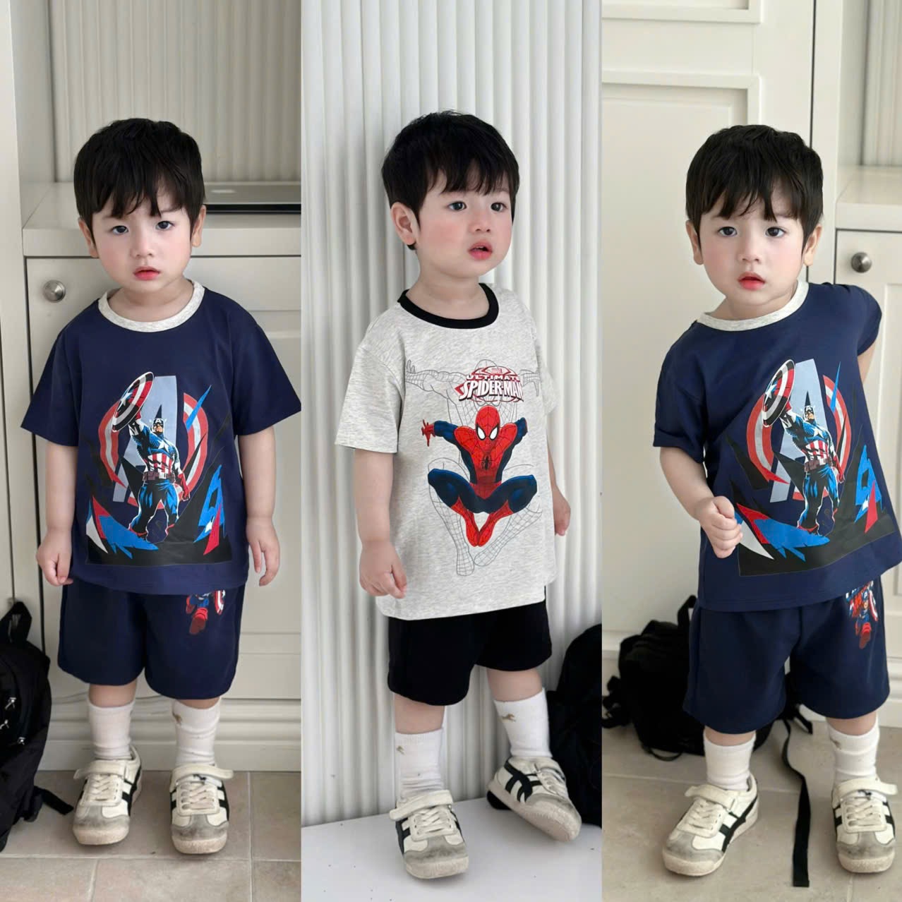 T166 - BỘ ĐÙI BÉ TRAI NHỆN SPIDERMAN PHỐI THAN GHI