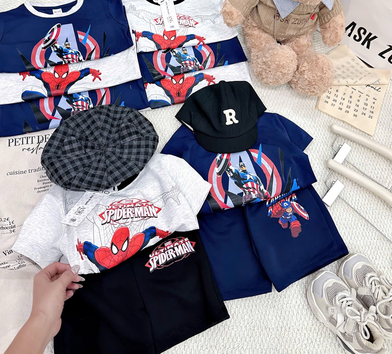 T166 - BỘ ĐÙI BÉ TRAI NHỆN SPIDERMAN PHỐI THAN GHI