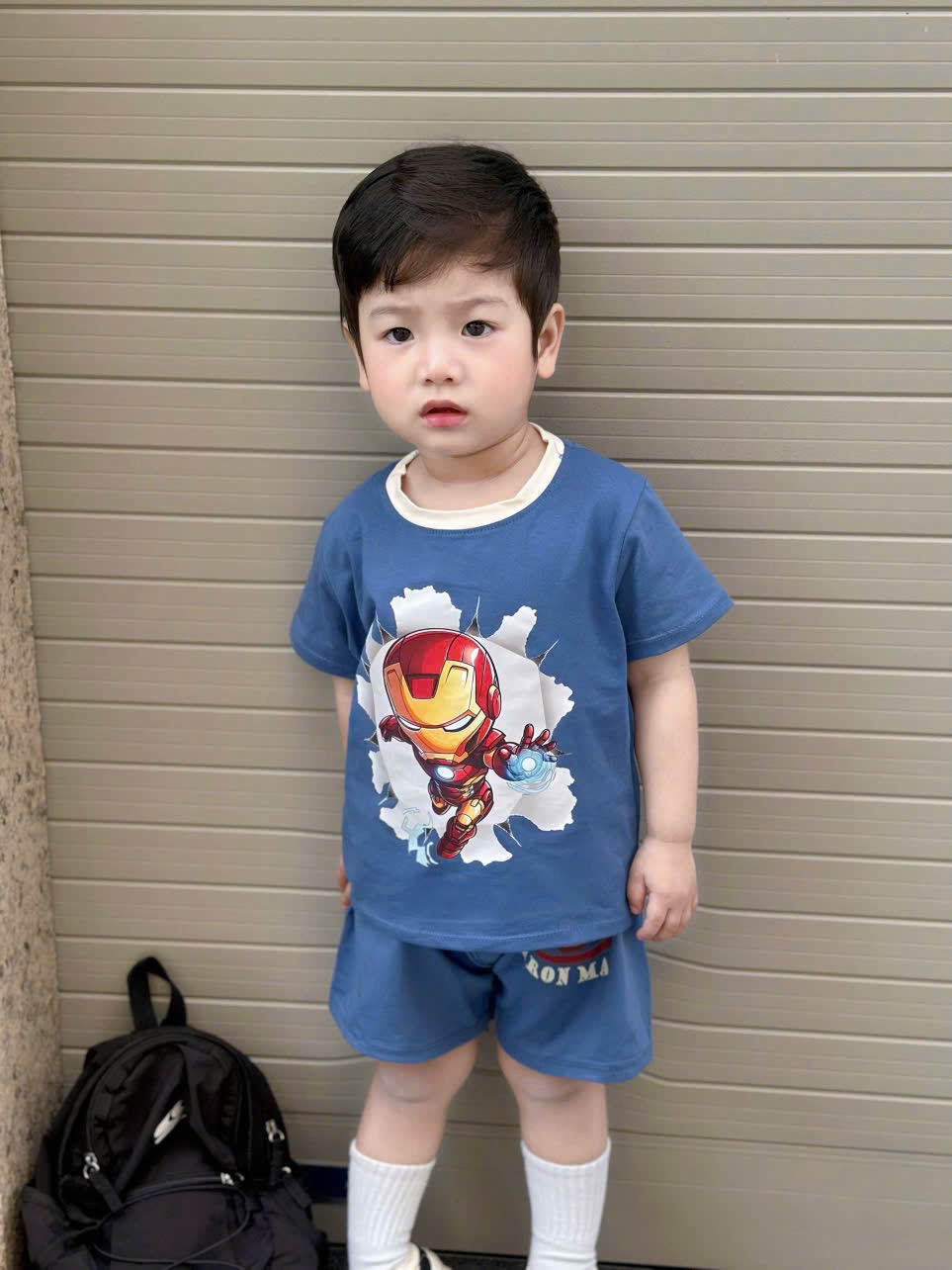 T171 - SET 2 BỘ ĐÙI BÉ TRAI SIÊU NHÂN A CAPTION xanh be