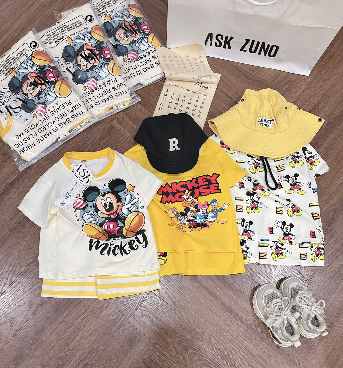 T200 - SET 3 BỘ ĐÙI BÉ TRAI MICKEY TRÀN vàng be