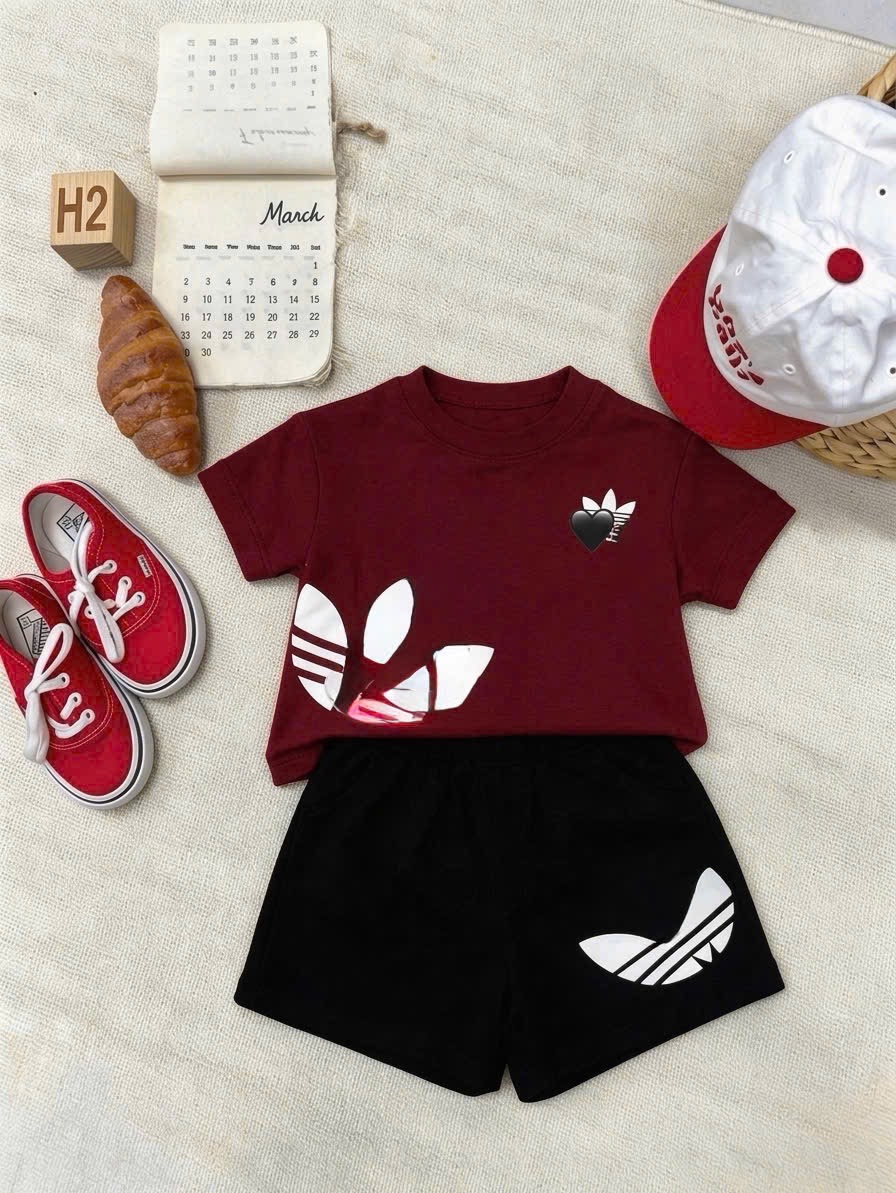 T208 - BỘ ĐÙI BÉ TRAI ÁO ĐỎ DAS QUẦN ĐEN