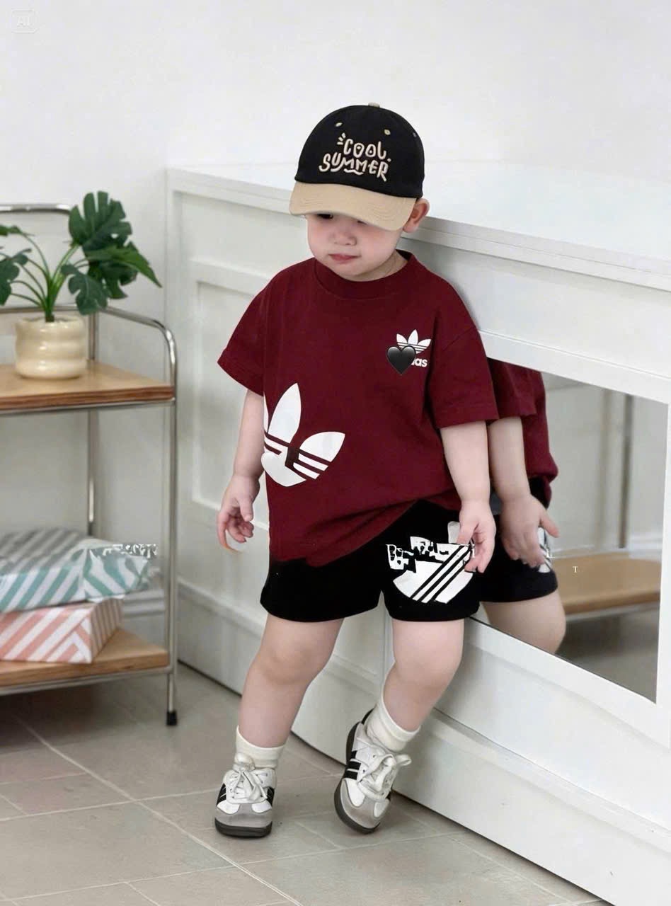 T208 - BỘ ĐÙI BÉ TRAI ÁO ĐỎ DAS QUẦN ĐEN