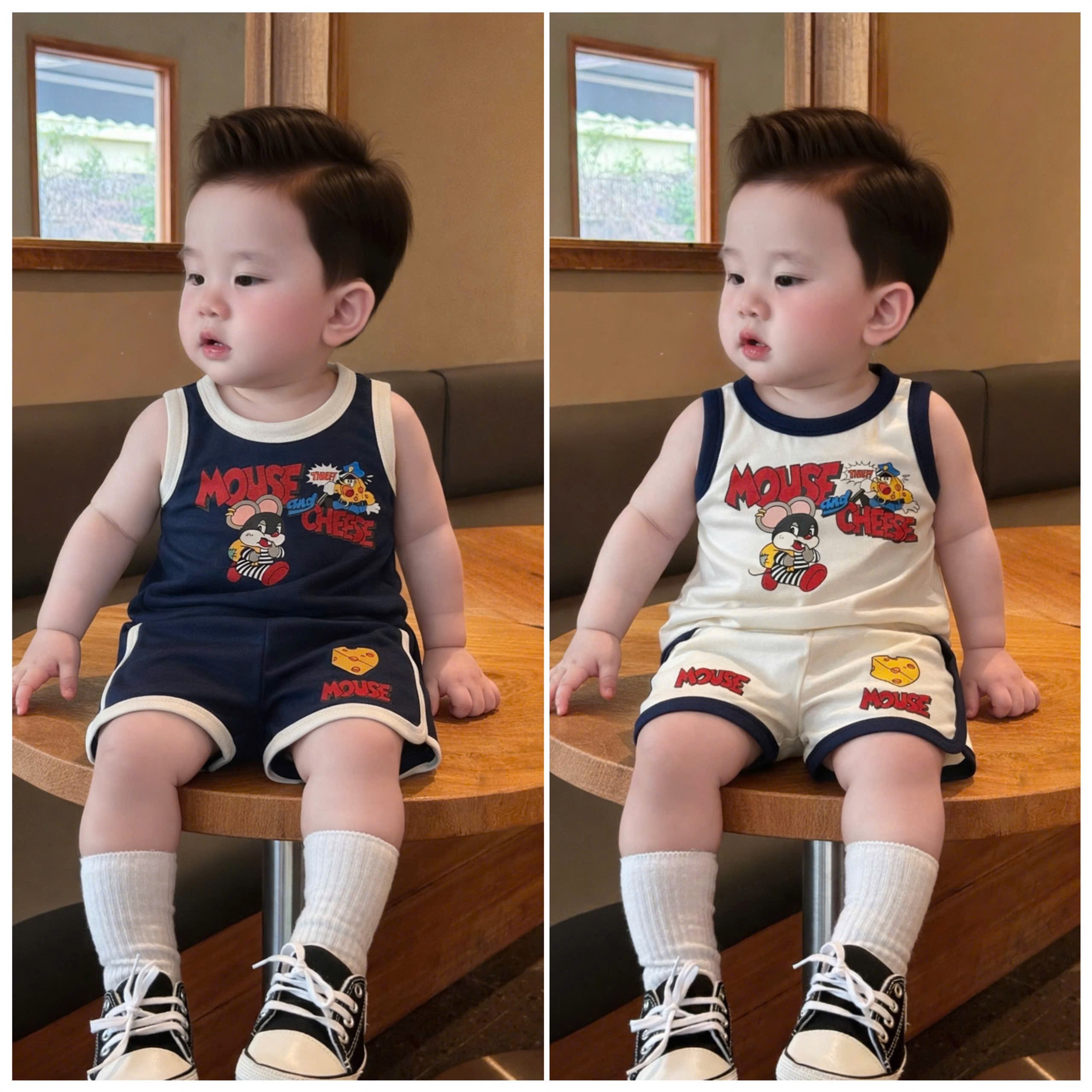 T238 - SET 2 BỘ ĐÙI BÉ TRAI BA LỖ MOUSE CHEESE than be