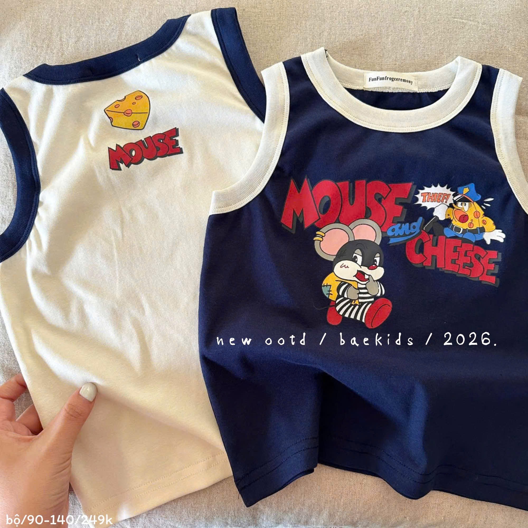T238 - SET 2 BỘ ĐÙI BÉ TRAI BA LỖ MOUSE CHEESE than be