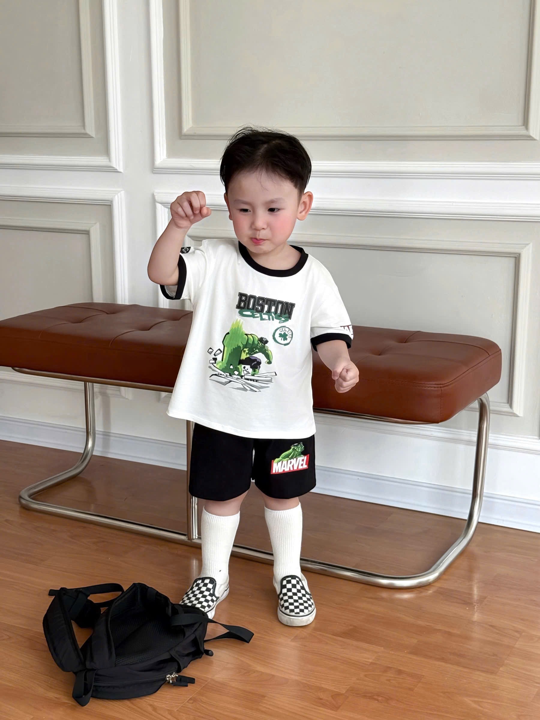 T241 - SET 2 BỘ ĐÙI BÉ TRAI SPIDERMAN BOSTON đen trắng