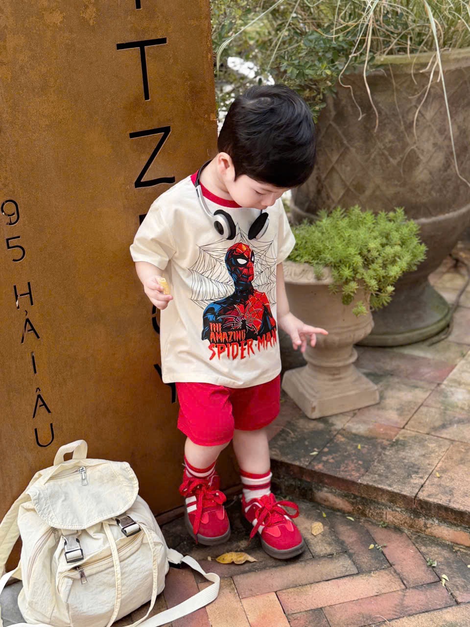 T248 - SET 2 BỘ ĐÙI BÉ TRAI SPIDERMAN POW xám be
