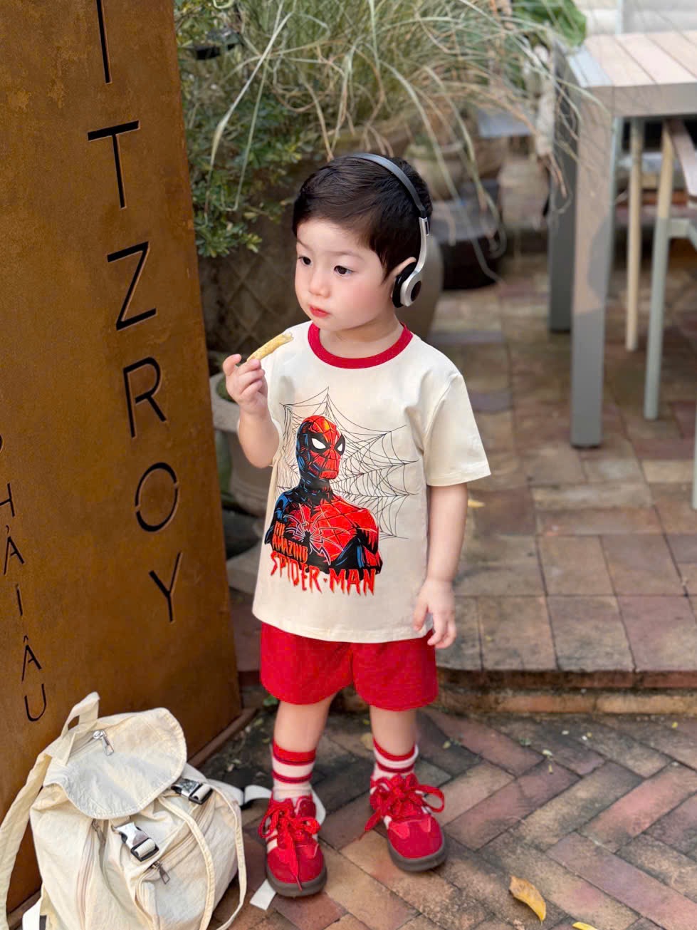 T248 - SET 2 BỘ ĐÙI BÉ TRAI SPIDERMAN POW xám be