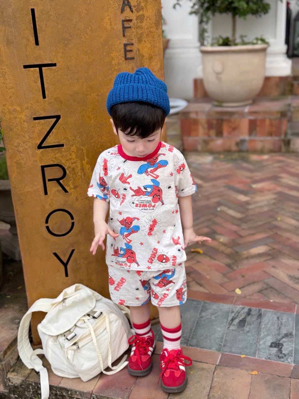 T248 - SET 2 BỘ ĐÙI BÉ TRAI SPIDERMAN POW xám be