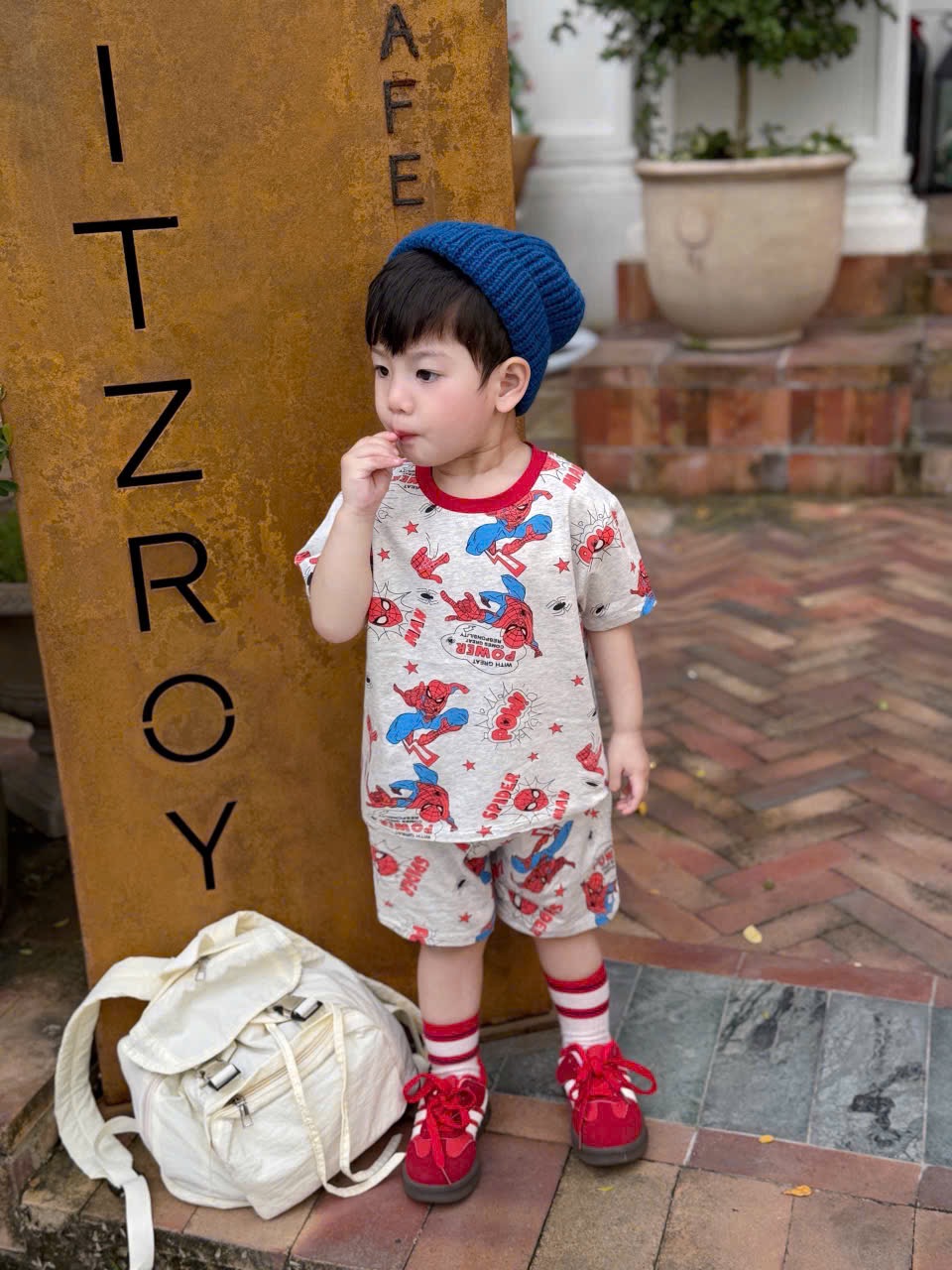 T248 - SET 2 BỘ ĐÙI BÉ TRAI SPIDERMAN POW xám be