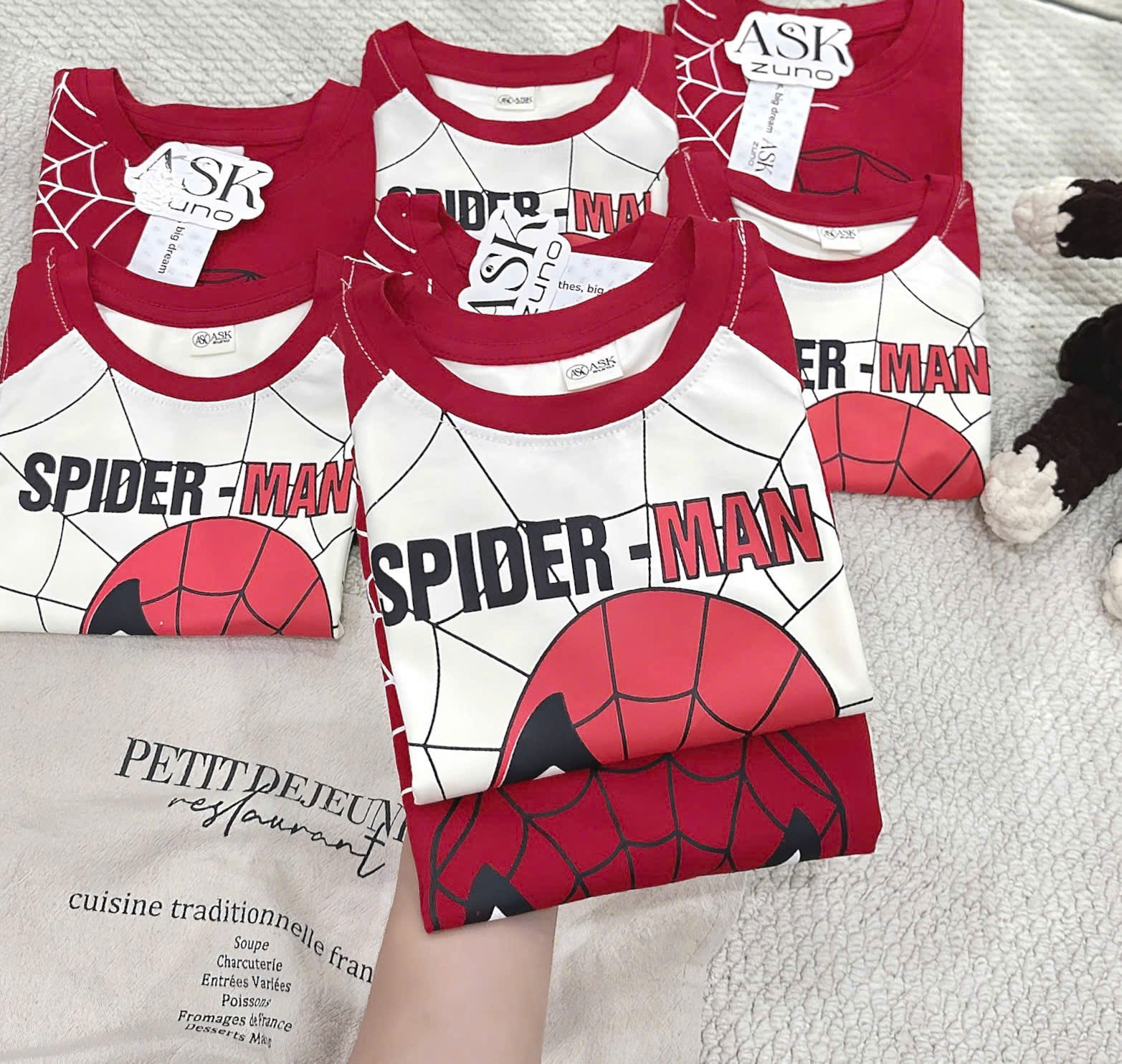 T261 - SET 2 BỘ ĐÙI BÉ TRAI BA LỖ SPIDERMAN đỏ be