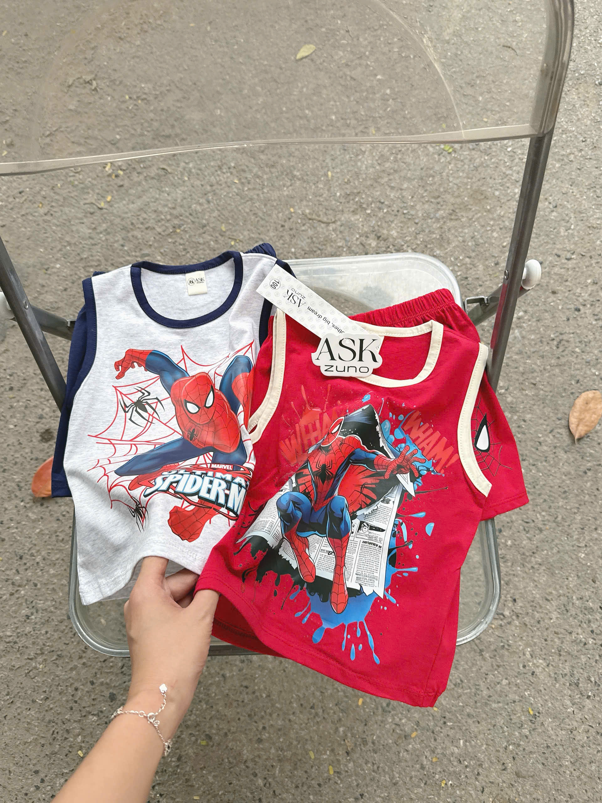 T263 - SET 2 BỘ ĐÙI BÉ TRAI BA LỖ SPIDERMAN đỏ xám