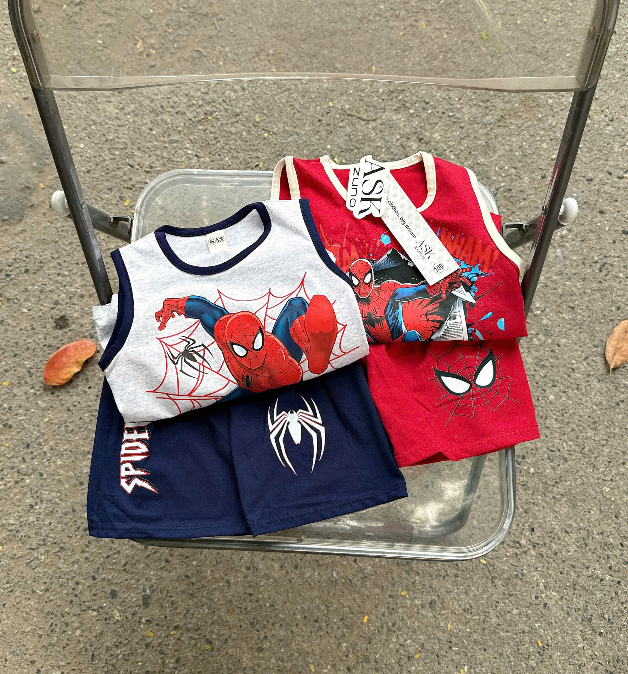T263 - SET 2 BỘ ĐÙI BÉ TRAI BA LỖ SPIDERMAN đỏ xám