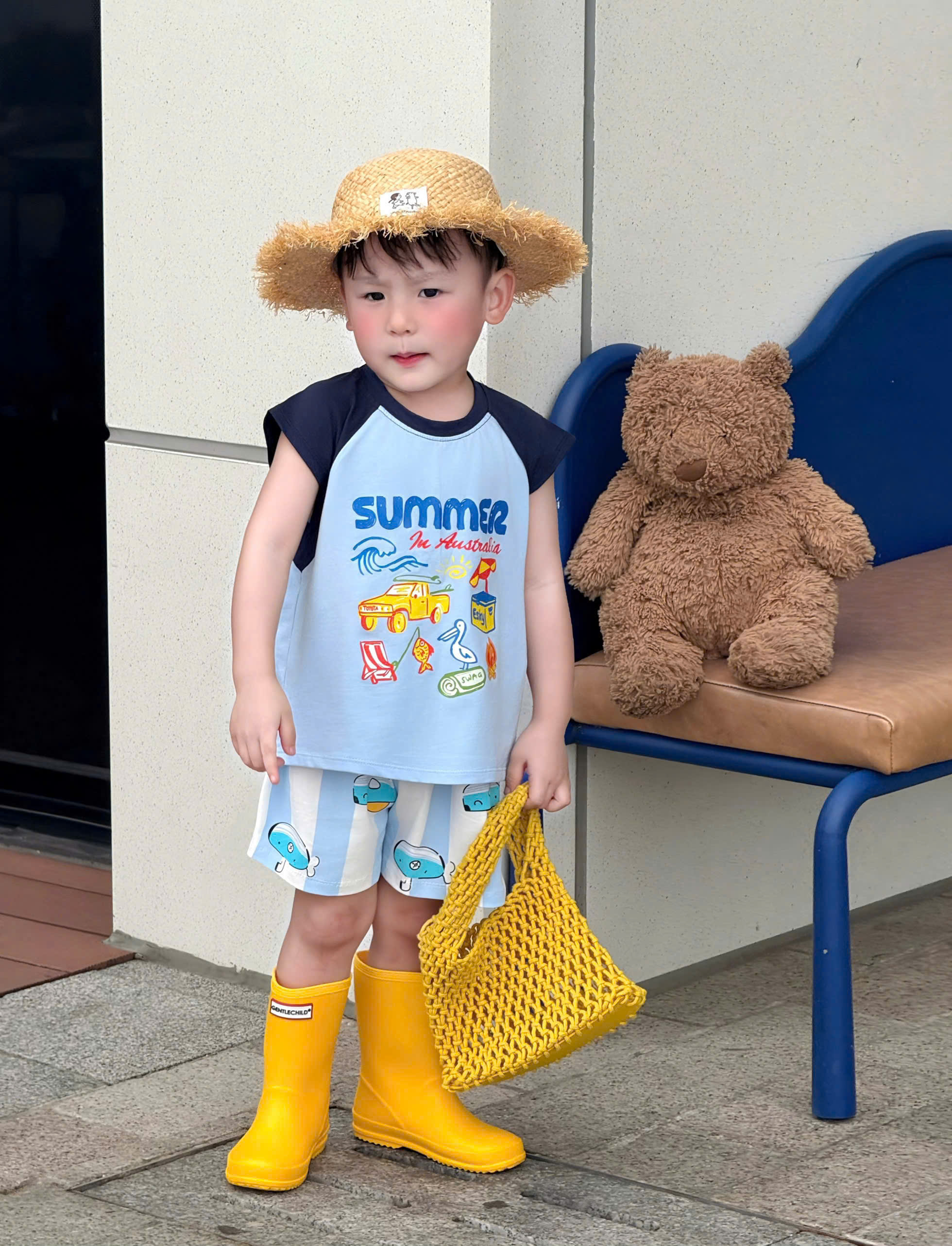 T288 - SET 2 BỘ ĐÙI BÉ TRAI BA LỖ SUMMER xanh cam