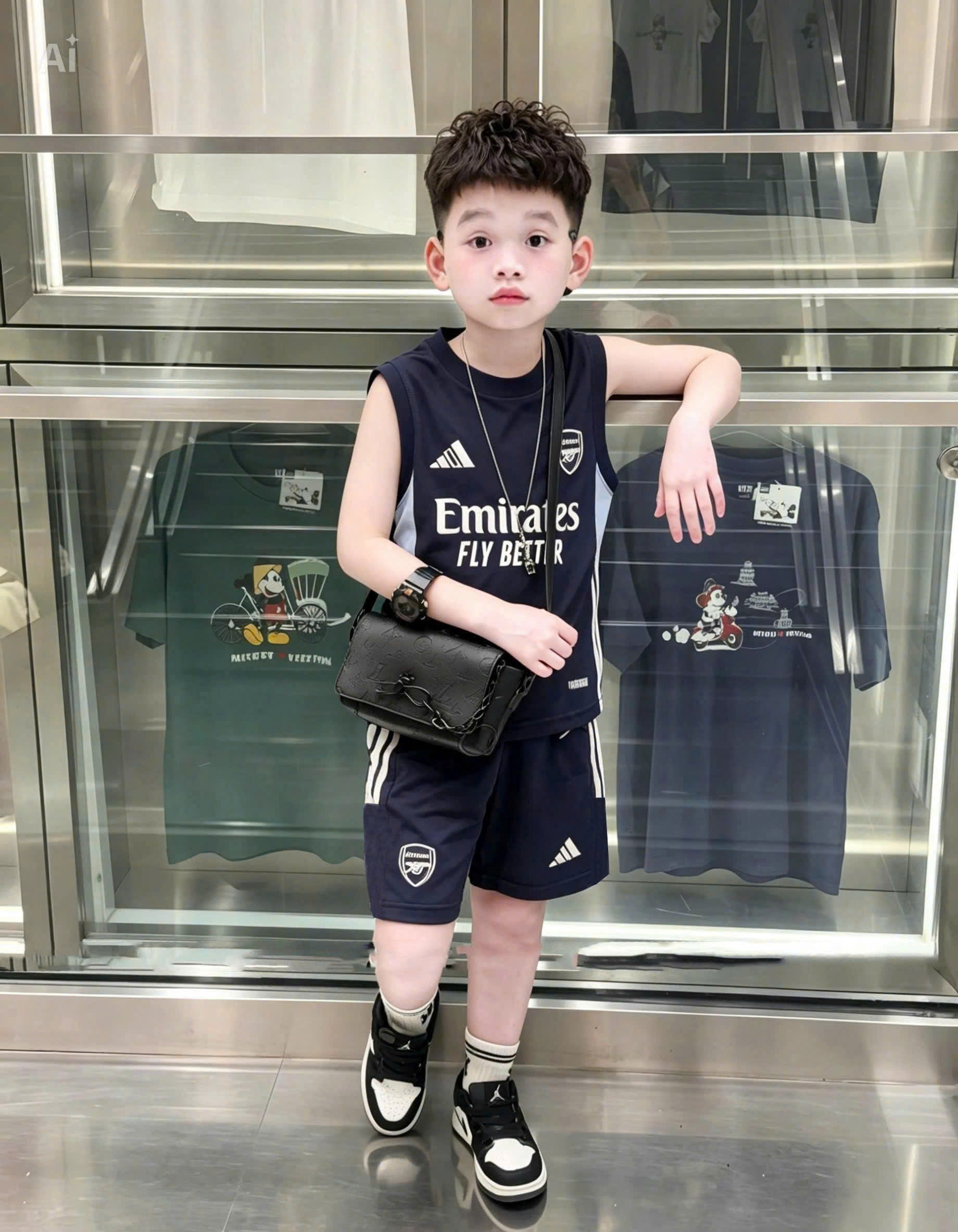 T291 - SET 2 BỘ ĐÙI BÉ TRAI BA LỖ Emirates xanh đỏ