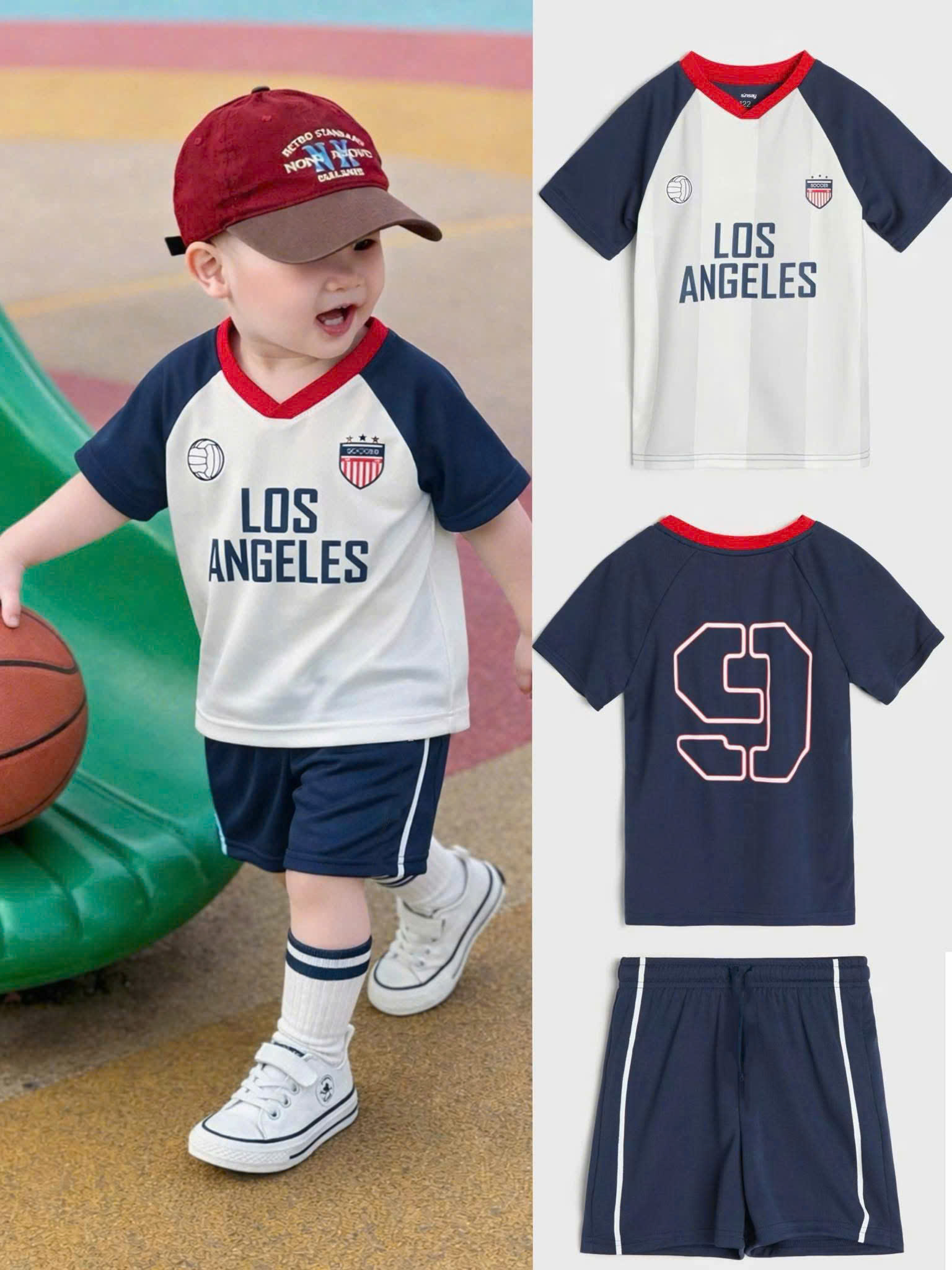 T314 - BỘ ĐÙI BÉ TRAI THỂ THAO LOS ANGELES TRẮNG PHỐI THAN
