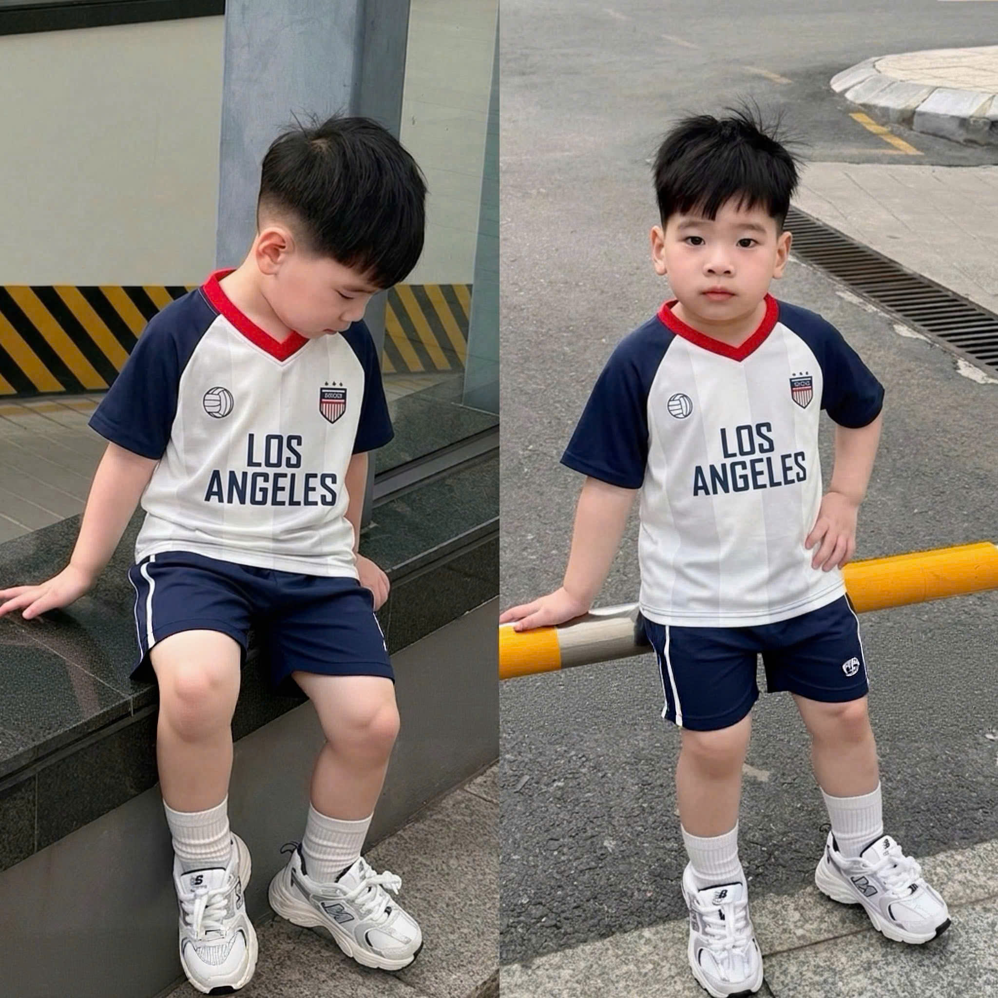 T314 - BỘ ĐÙI BÉ TRAI THỂ THAO LOS ANGELES TRẮNG PHỐI THAN