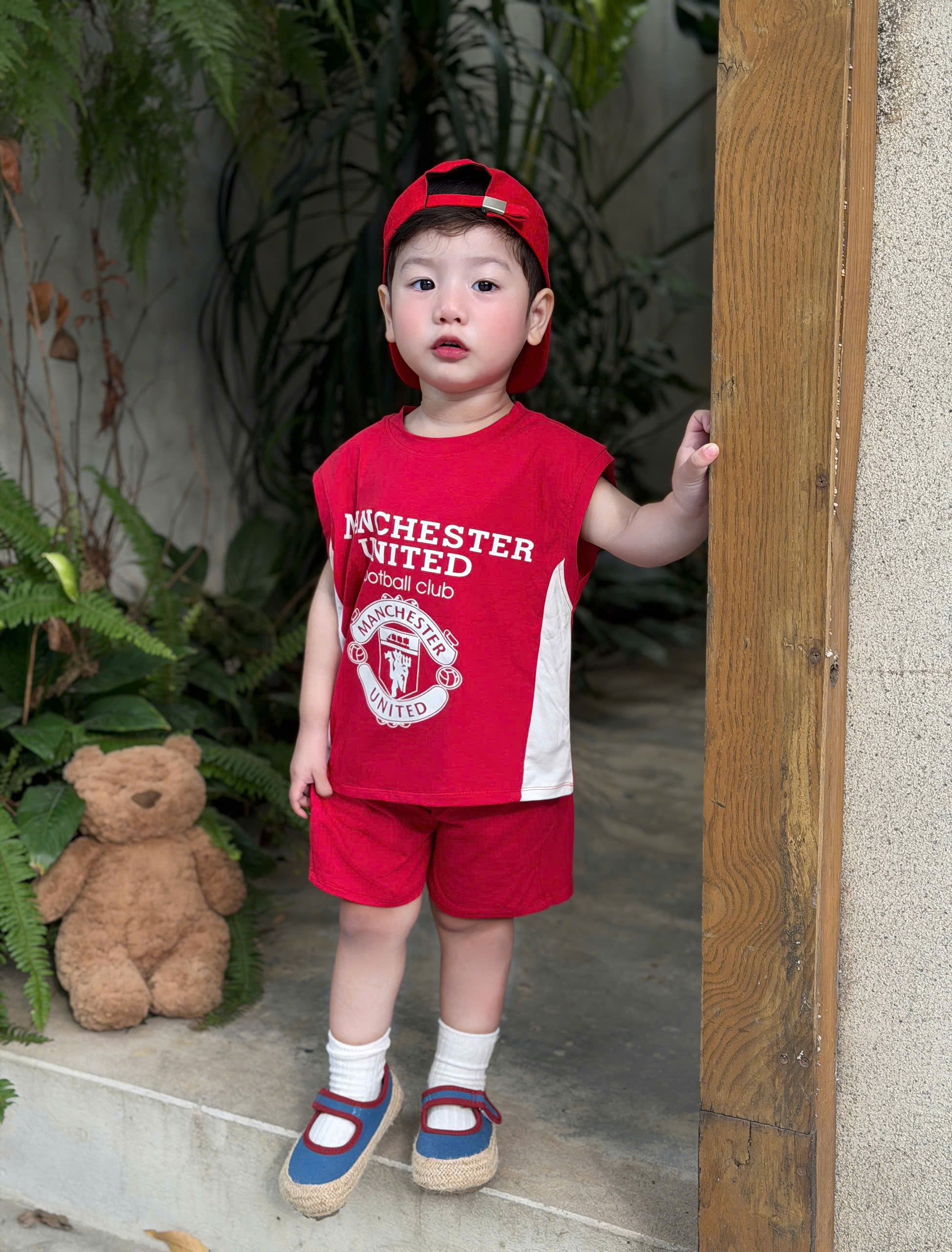 T317 - SET 3 BỘ ĐÙI BÉ TRAI BA LỖ THỂ THAO MU 87 đen đỏ trắng