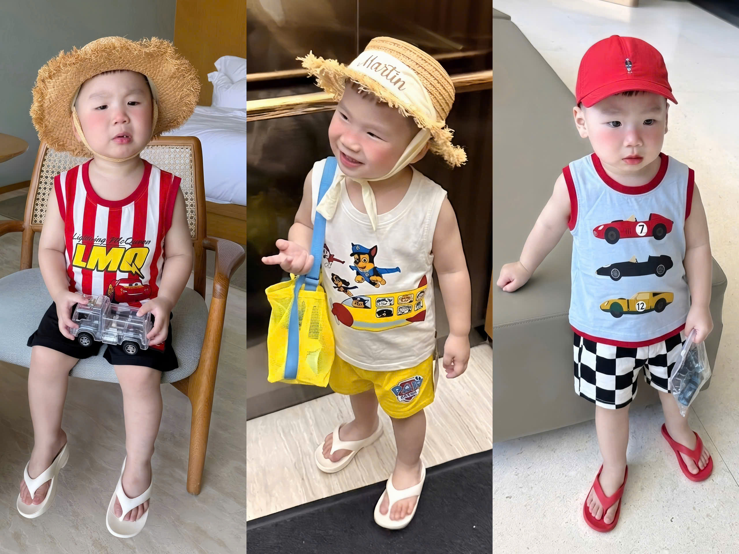 T325 - SET 3 BỘ ĐÙI BÉ TRAI BA LỖ CHÓ CỨU HỘ OTO