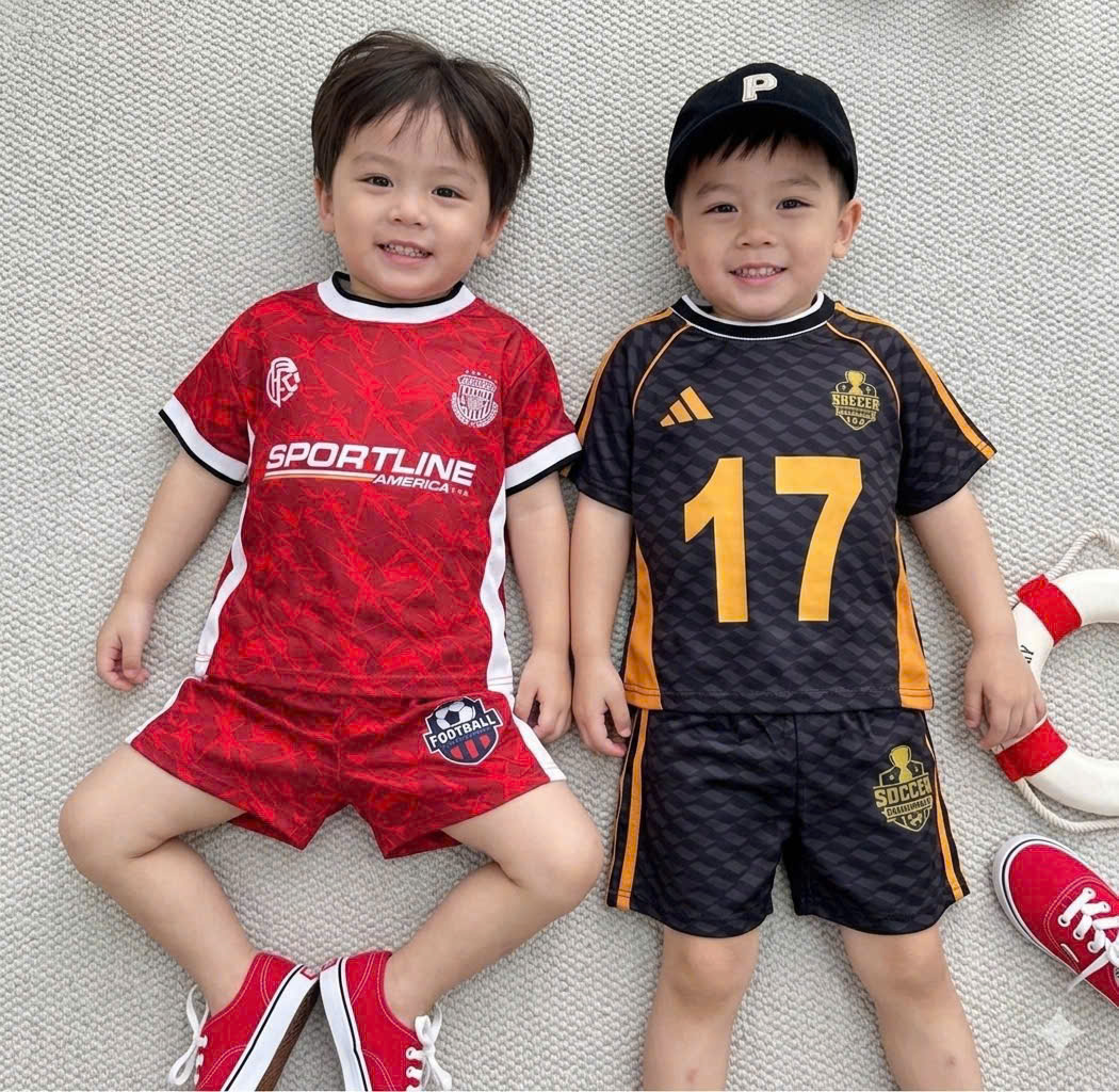 T328 - SET 2 BỘ ĐÙI BÉ TRAI THỂ THAO THÔNG HƠI SPORTLINE đỏ đen