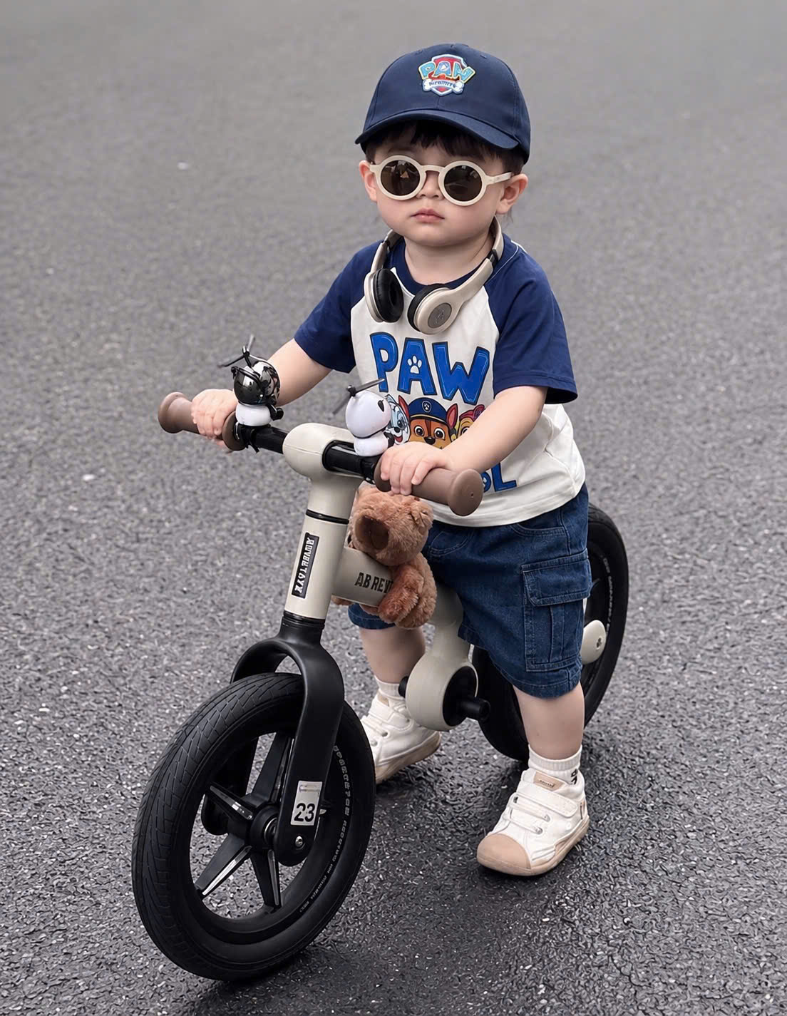 T331 - BỘ ĐÙI BÉ TRAI ÁO TRẮNG CHÓ PAW PATROL QUẦN BÒ KÈM MŨ