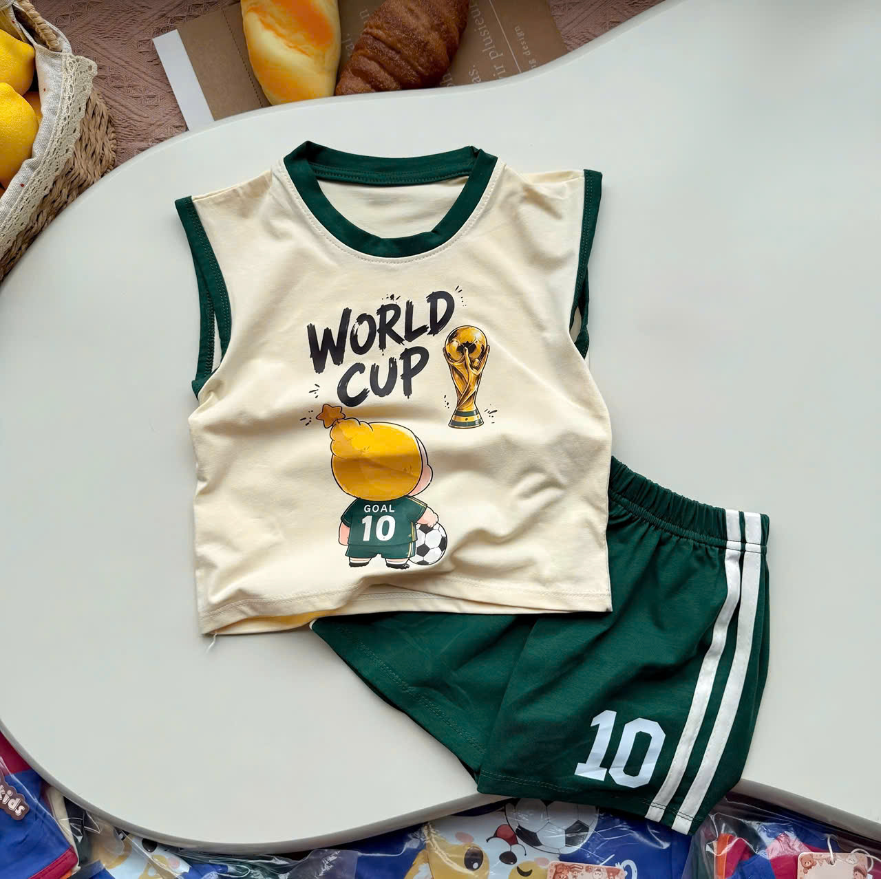 T335 - SET 3 BỘ ĐÙI BÉ TRAI BA LỖ WORLD CUP xanh đỏ be
