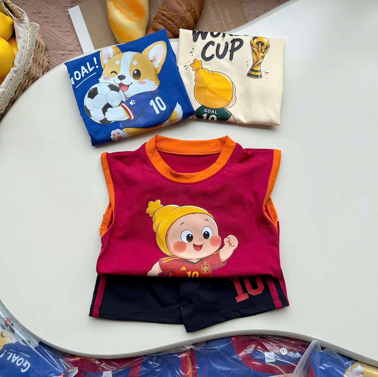 T335 - SET 3 BỘ ĐÙI BÉ TRAI BA LỖ WORLD CUP xanh đỏ be