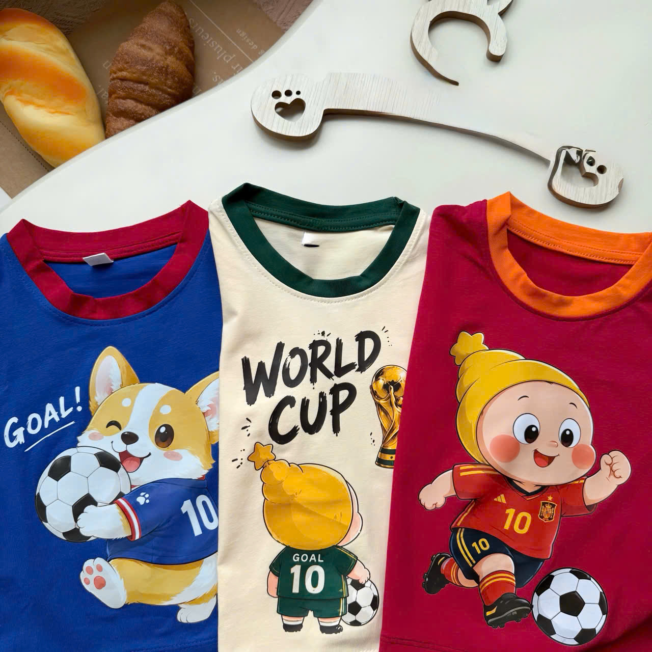 T335 - SET 3 BỘ ĐÙI BÉ TRAI BA LỖ WORLD CUP xanh đỏ be